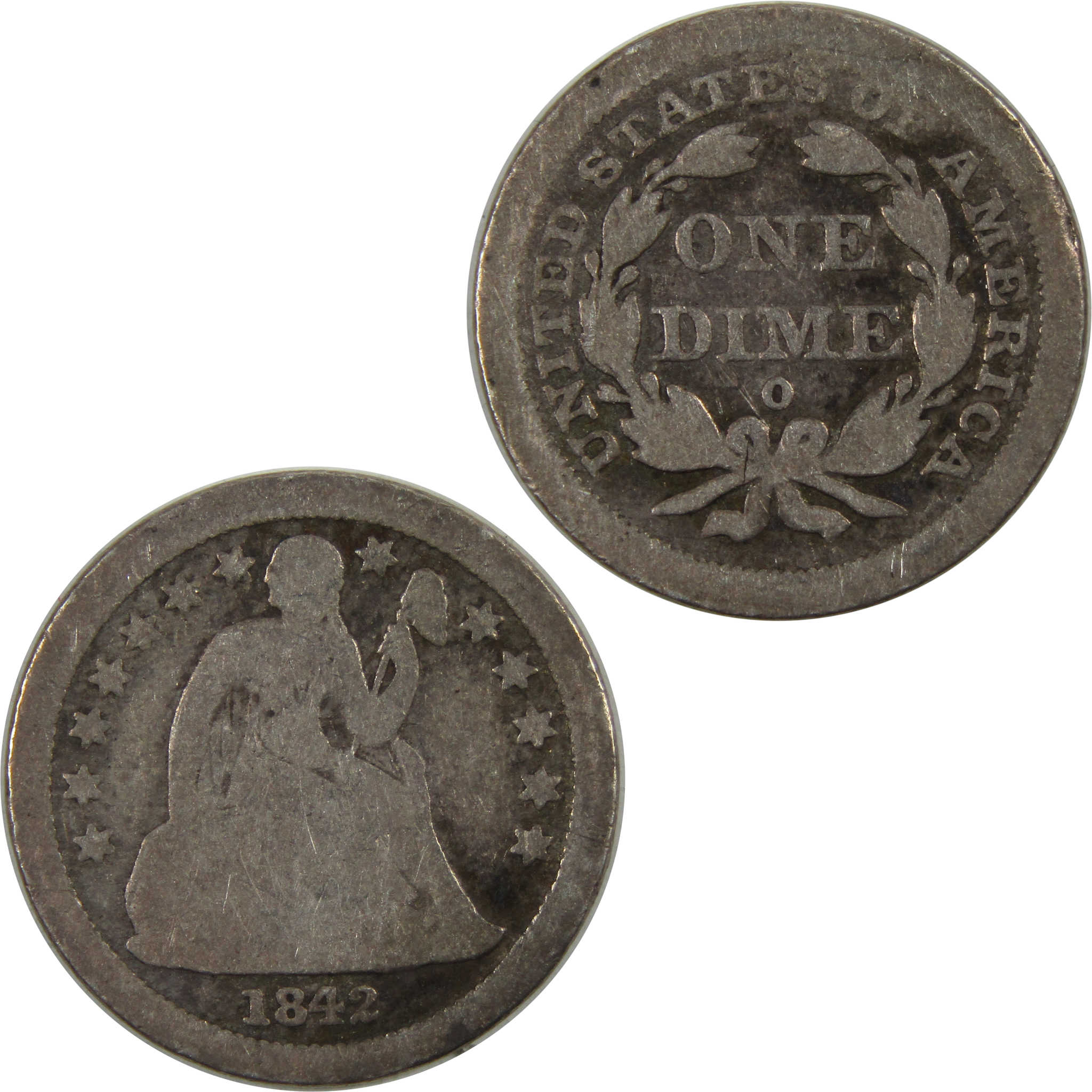 1842 O Seated Liberty Dime G Good 90% Silver 10c Coin SKU:I4593