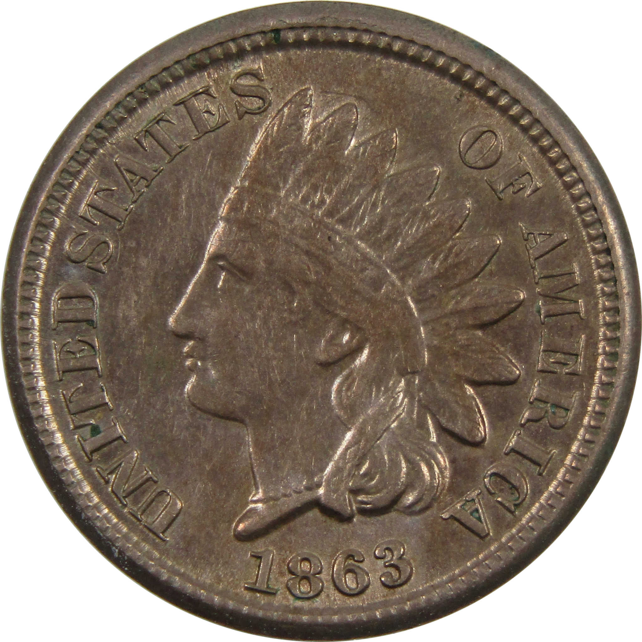 1863 Indian Head Cent AU About Uncirculated Copper-Nickel SKU:CPC2502