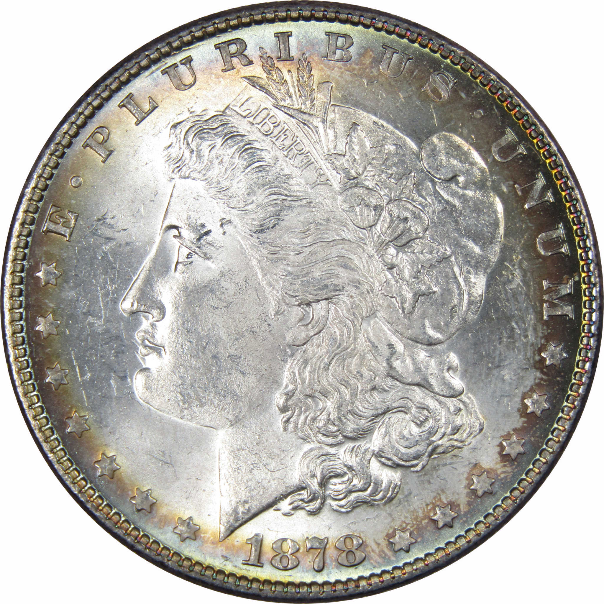 1878 7TF Rev 78 Morgan Dollar Choice Uncirculated Toned SKU:IPC5718