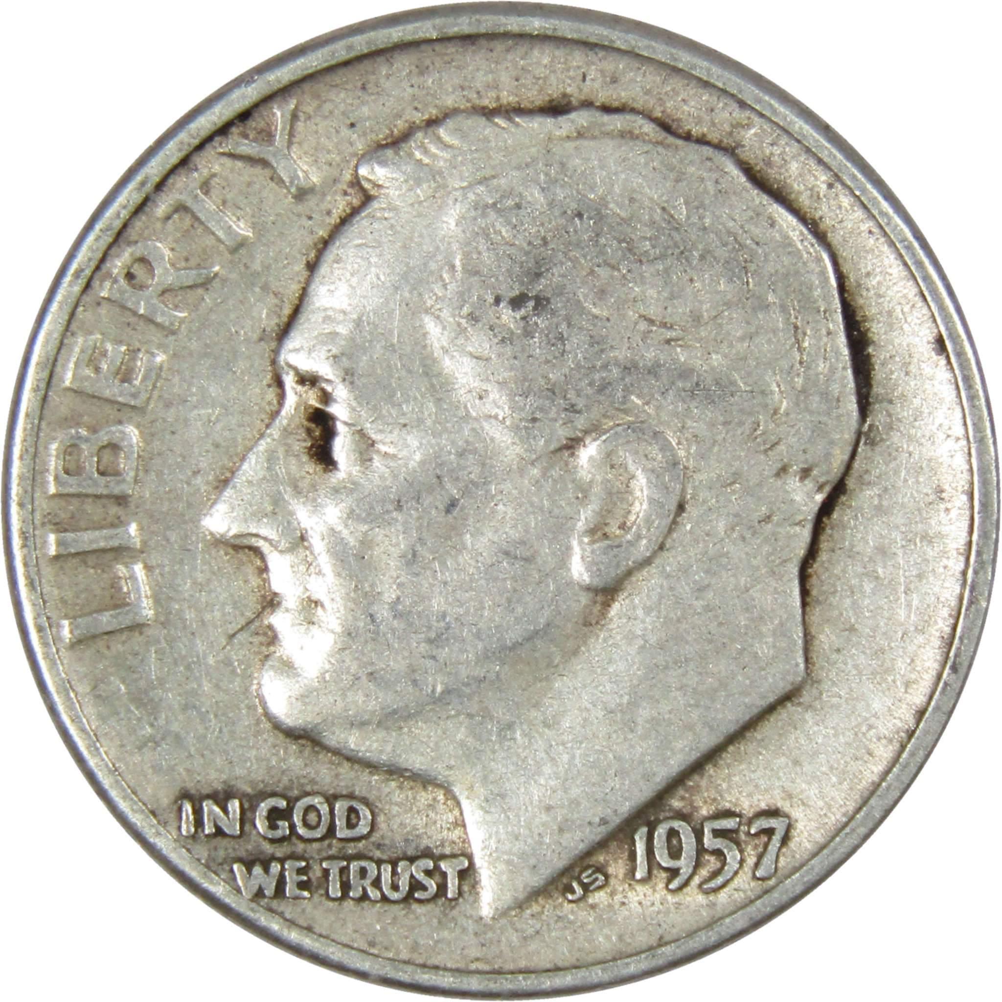 1957 Roosevelt Dime AG About Good 90% Silver 10c US Coin Collectible