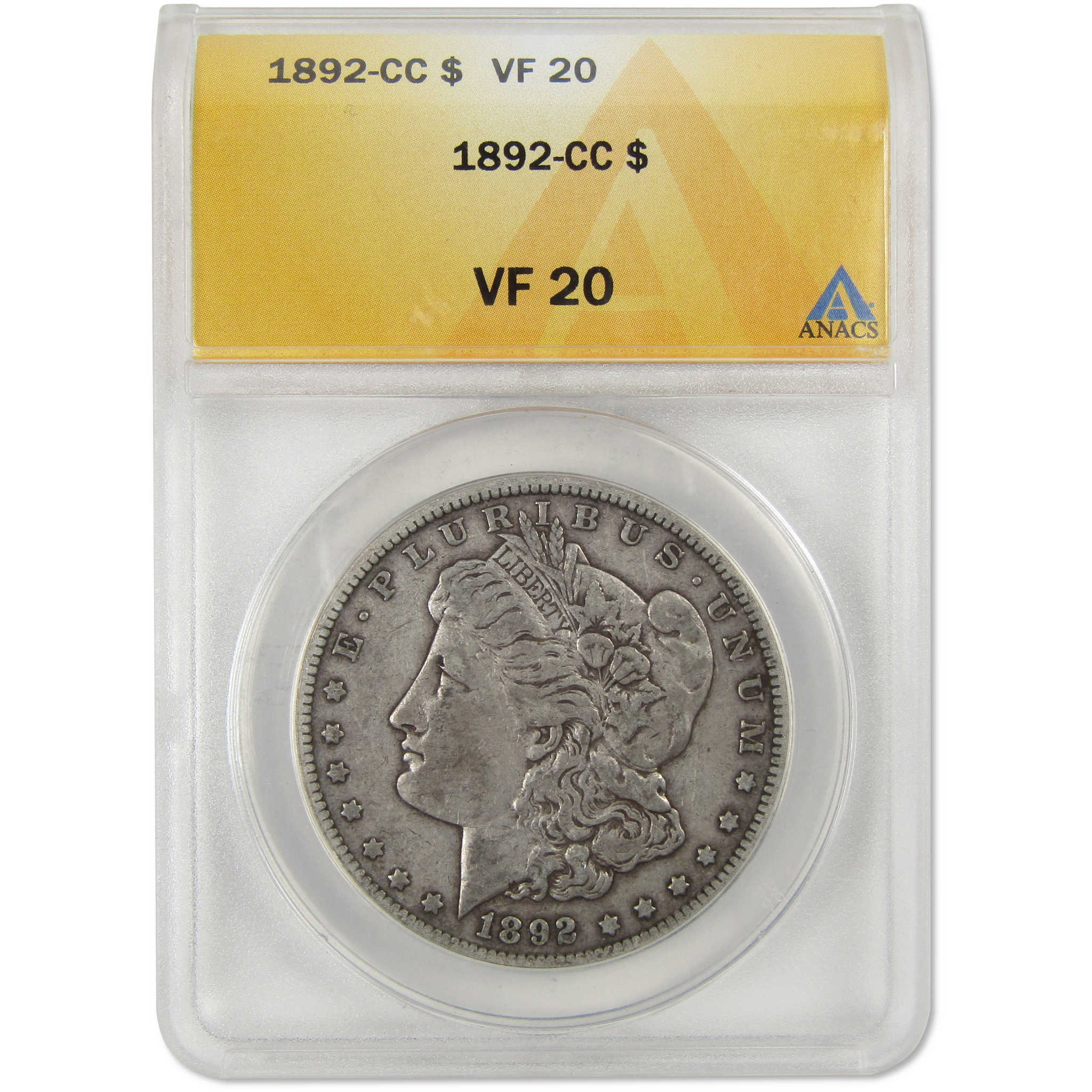 1892 CC Morgan Dollar VF 20 ANACS 90% Silver US Coin SKU:I3834 - Morgan coin - Morgan silver dollar - Morgan silver dollar for sale - Profile Coins &amp; Collectibles