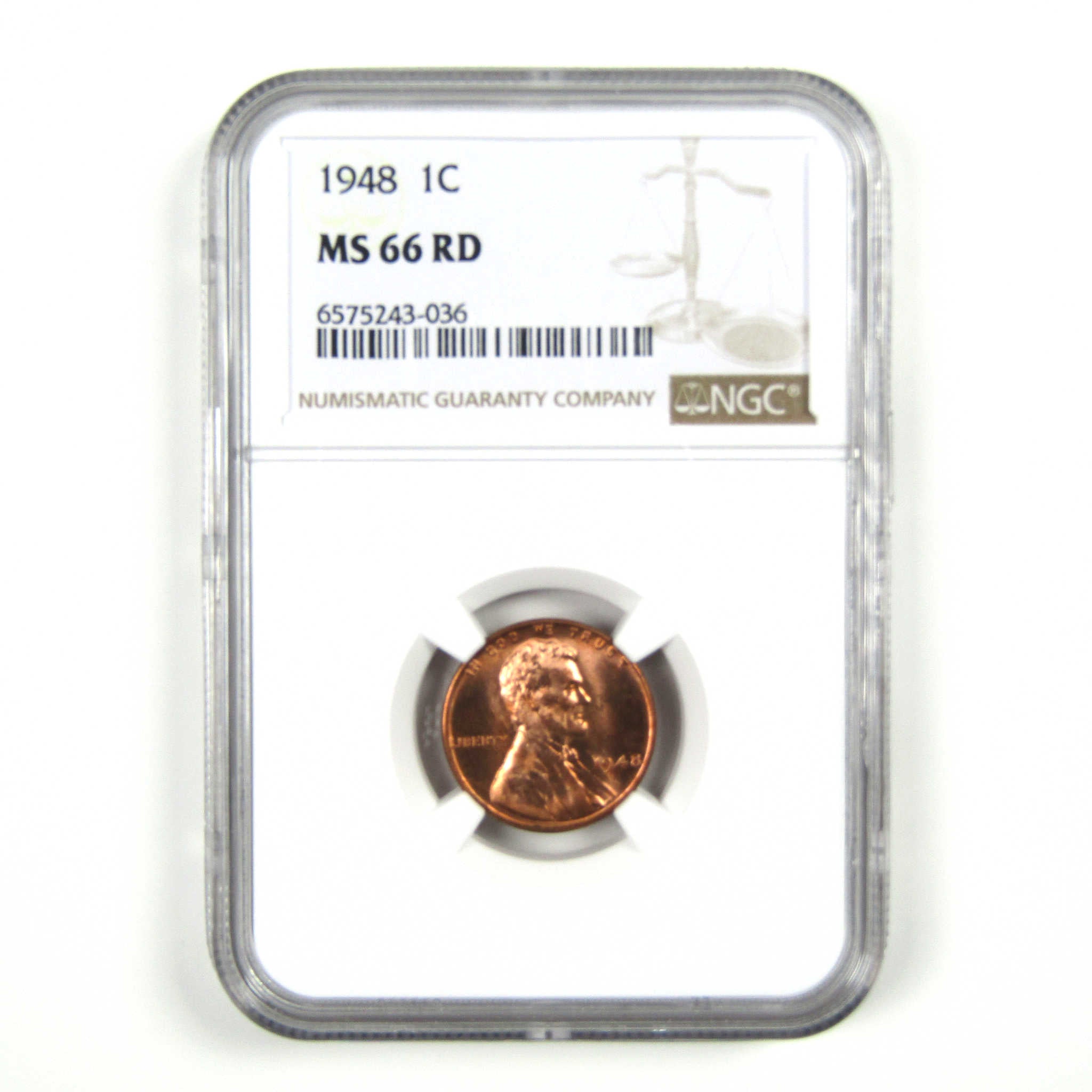 1948 Lincoln Wheat Cent MS 66 RD NGC Penny 1c Uncirculated SKU:I3624