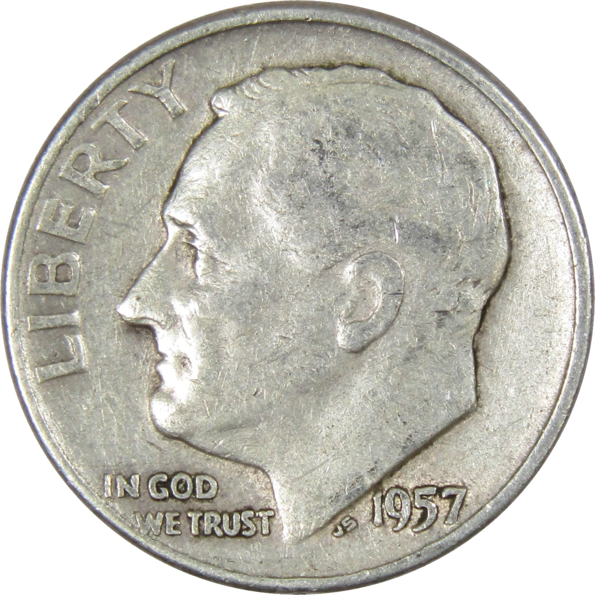 1957 D Roosevelt Dime AG About Good 90% Silver 10c US Coin Collectible