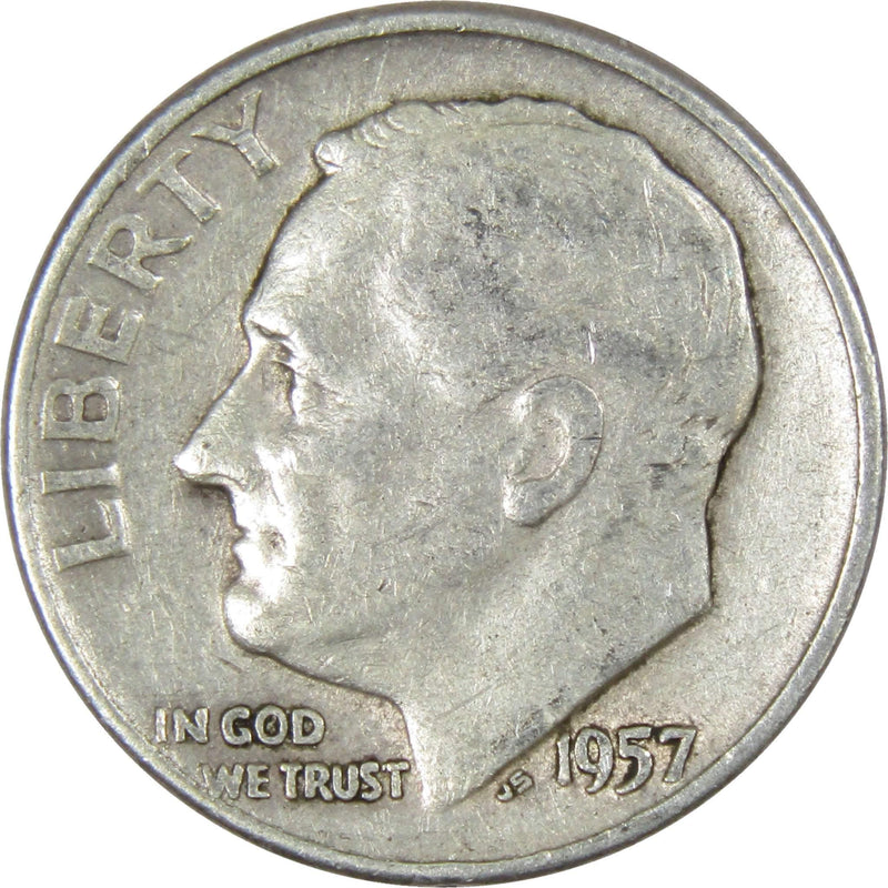 1957 D Roosevelt Dime AG About Good 90% Silver 10c US Coin Collectible - Roosevelt coin - Profile Coins &amp; Collectibles