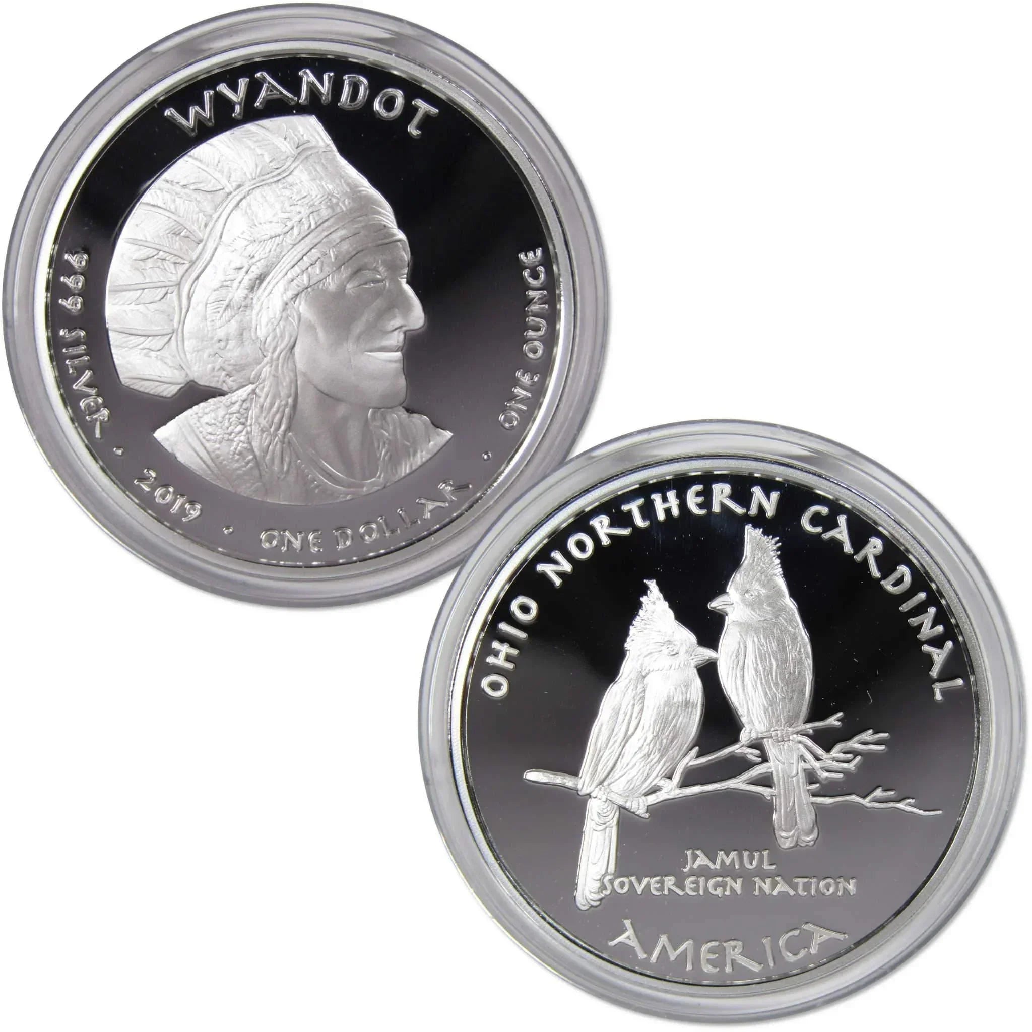 2019 Native American Jamul Wyandot Cardinal 1 oz .999 Fine Silver $1