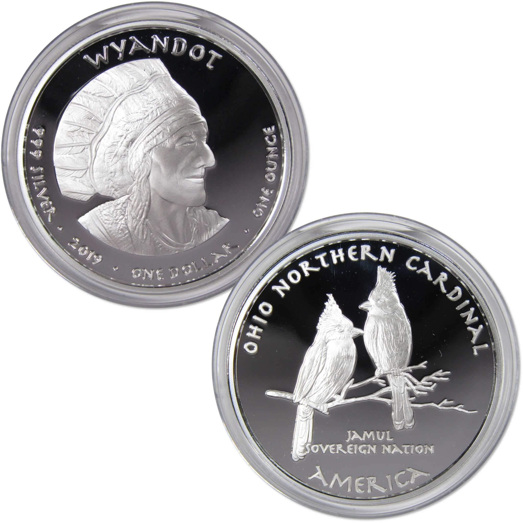 2019 Native American Jamul Wyandot Cardinal 1 oz .999 Fine Silver $1 Proof