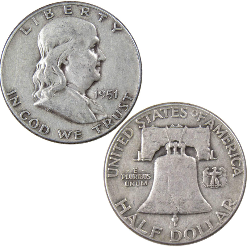 1951 Franklin Half Dollar VF Very Fine 90% Silver 50c US Coin Collectible - Franklin Half Dollar - Franklin half dollars - Franklin coins - Profile Coins &amp; Collectibles