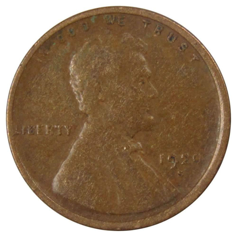 1920 S Lincoln Wheat Cent F Fine Bronze Penny 1c Coin Collectible - Lincoln Cent - Profile Coins &amp; Collectibles