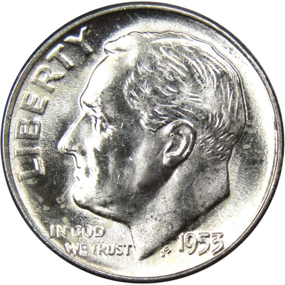 1953 Roosevelt Dime BU Uncirculated Mint State 90% Silver 10c US Coin
