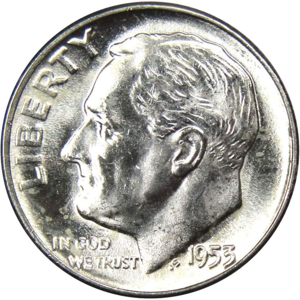 1953 Roosevelt Dime BU Uncirculated Mint State 90% Silver 10c US Coin - Roosevelt coin - Profile Coins &amp; Collectibles