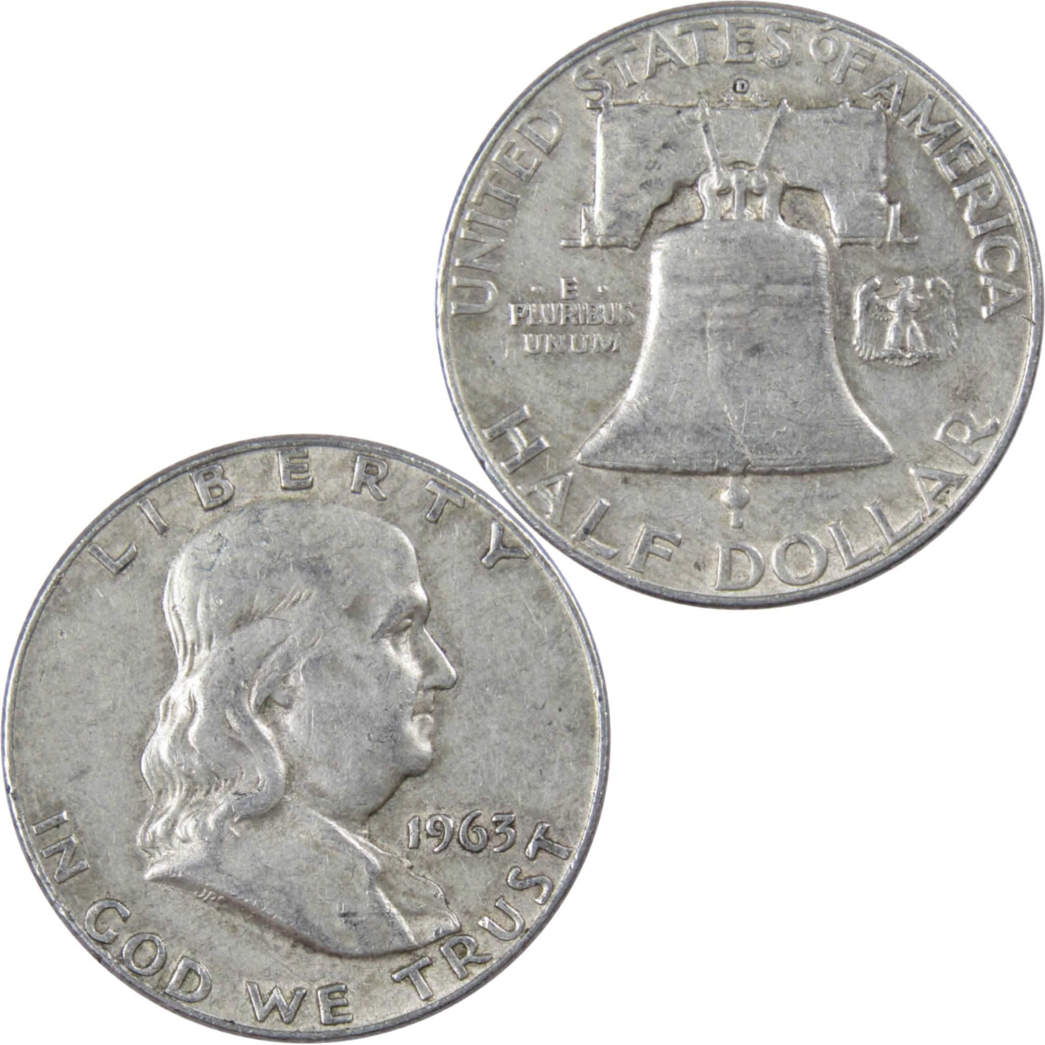 1963 D Franklin Half Dollar VF Very Fine 90% Silver 50c US Coin Collectible