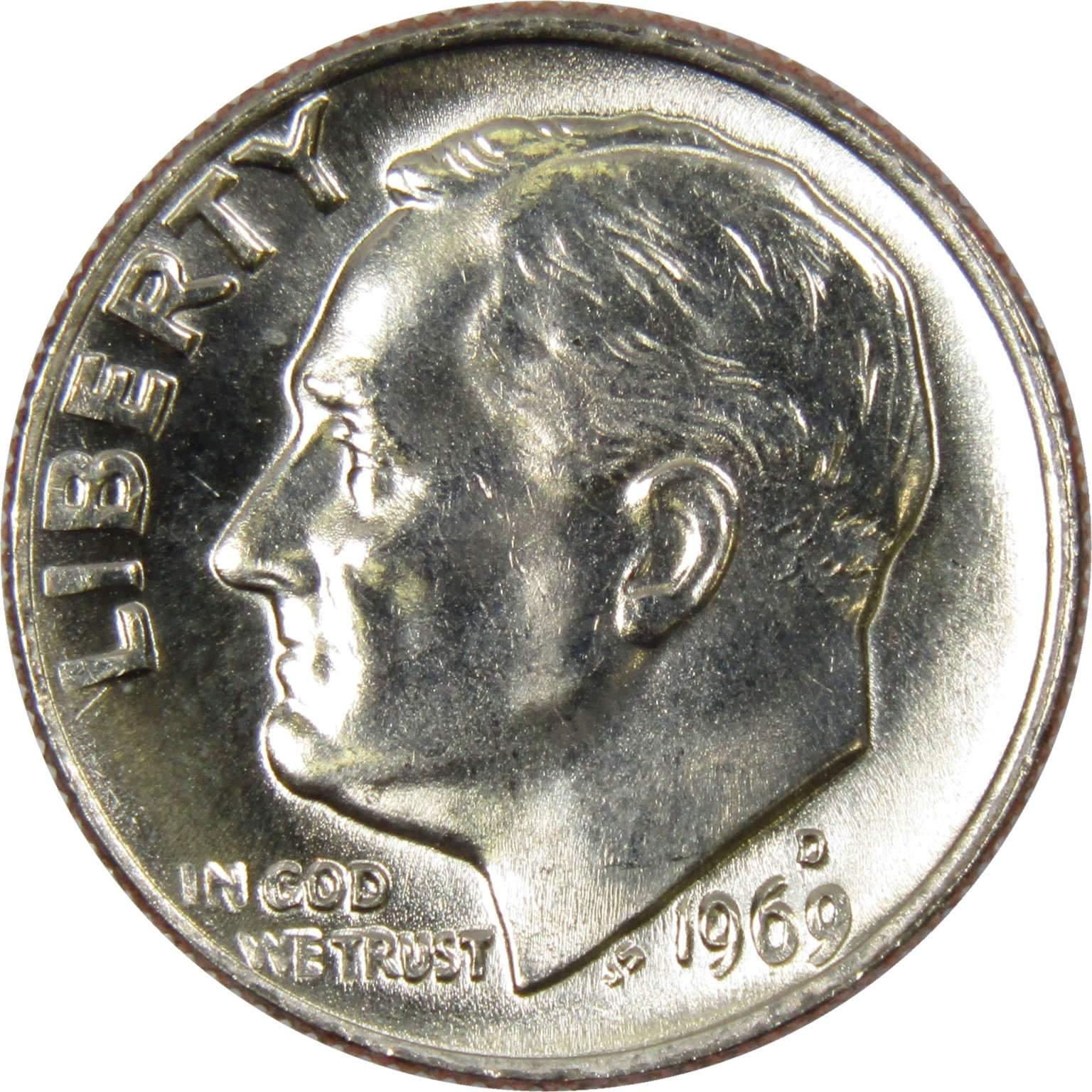 1969 D Roosevelt Dime BU Uncirculated Mint State 10c US Coin Collectible