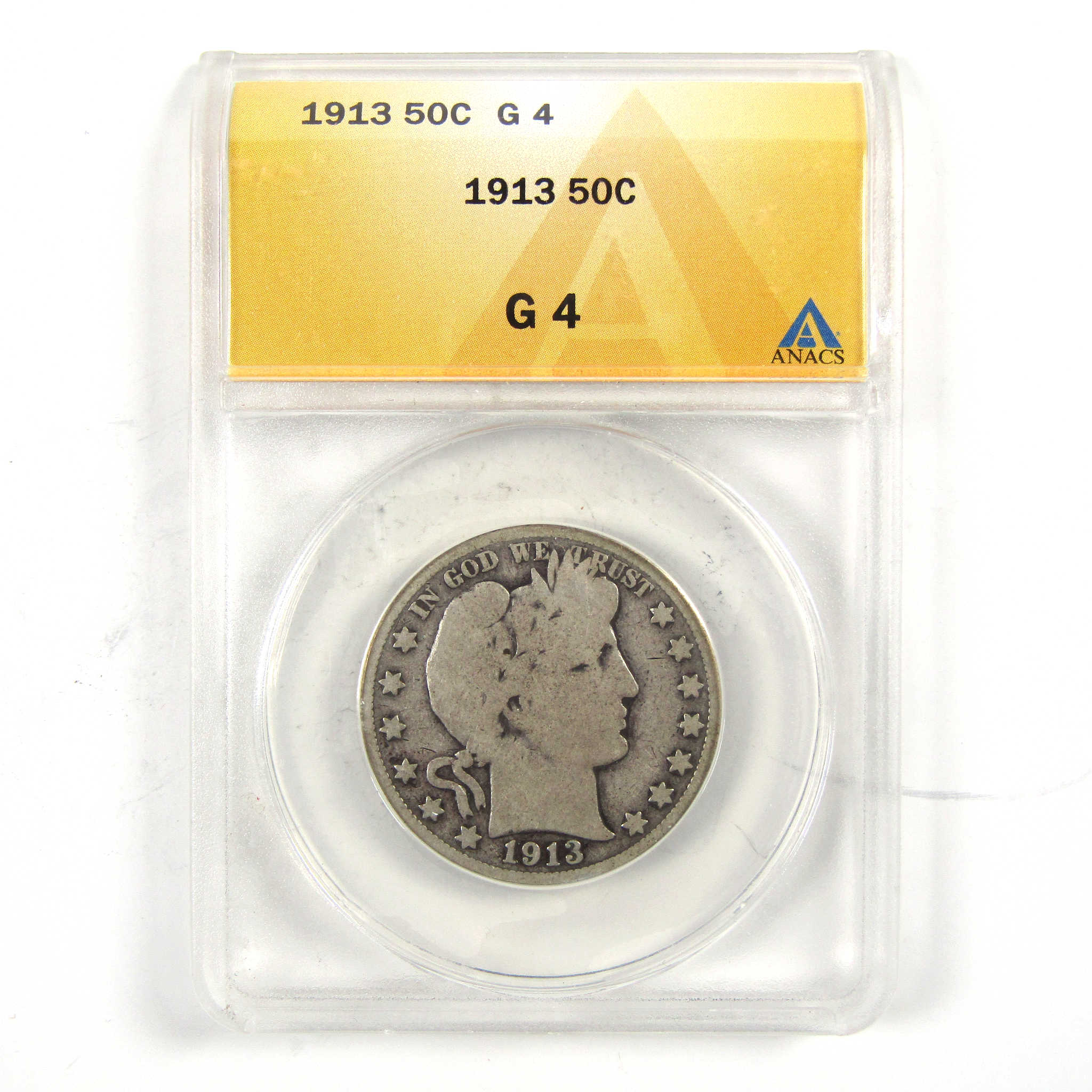 1913 Barber Half Dollar G 4 ANACS 90% Silver 50c Coin SKU:I4635