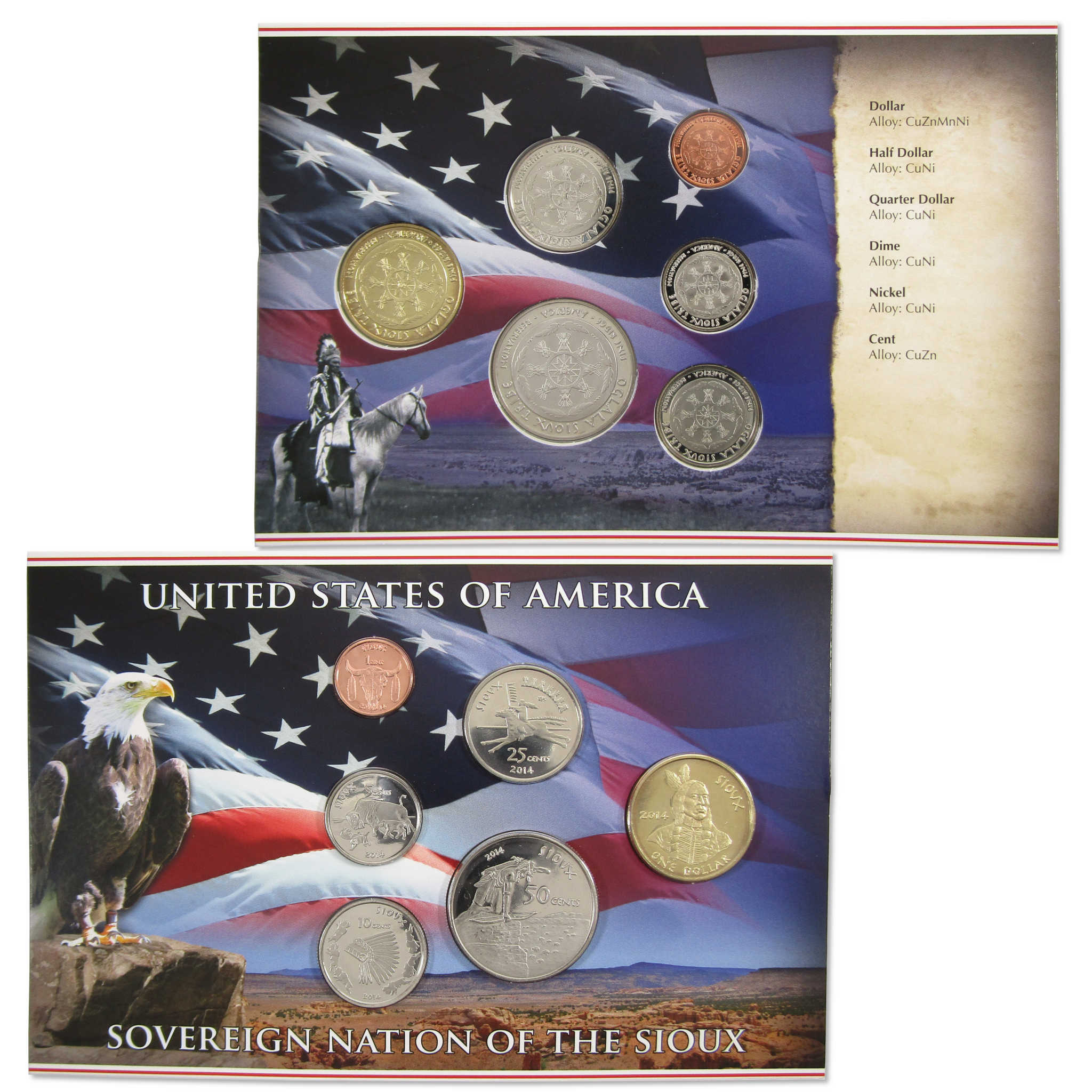 2014 Oglala Sioux Sovereign Nation Native American Uncirculated Coin Set