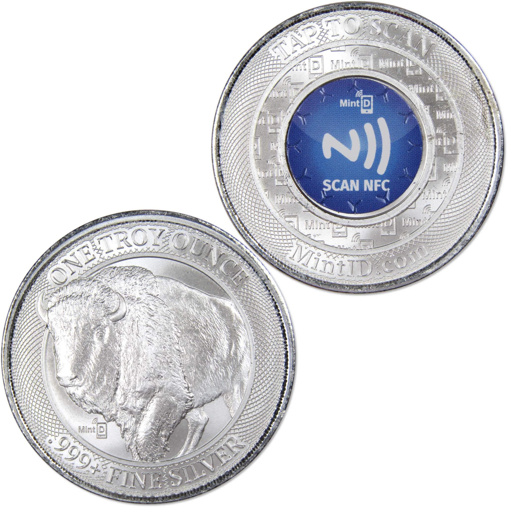Buffalo 1 oz .999 Fine Silver Round MintID with NFC Scan Authenticatio
