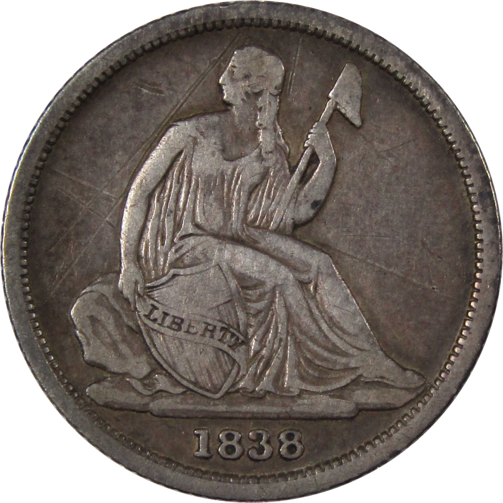 1838 O Seated Liberty Dime VF Very Fine Details 90% Silver SKU:I272