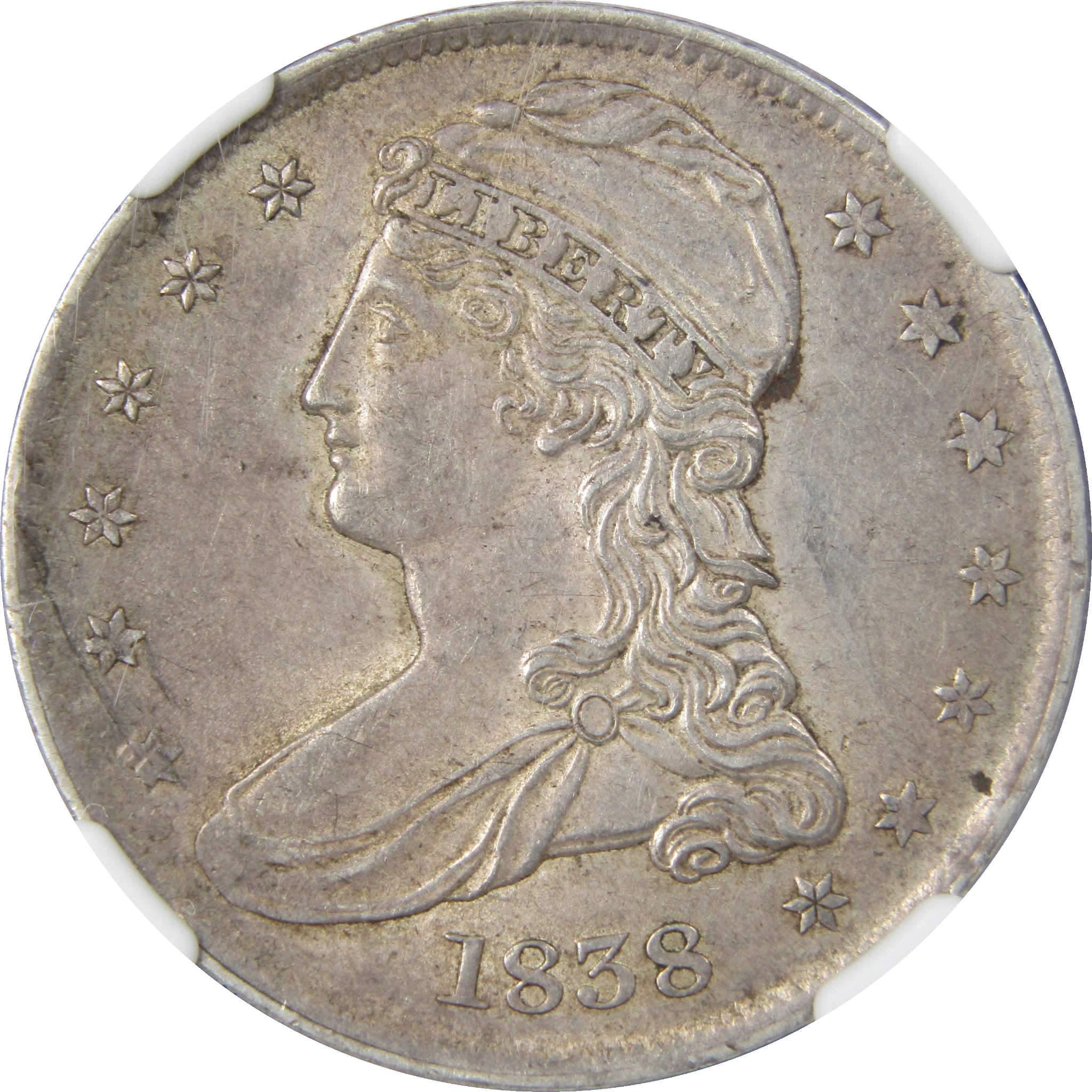 1838 Capped Bust Half Dollar AU 58 NGC 90% Silver 50c SKU:IPC52