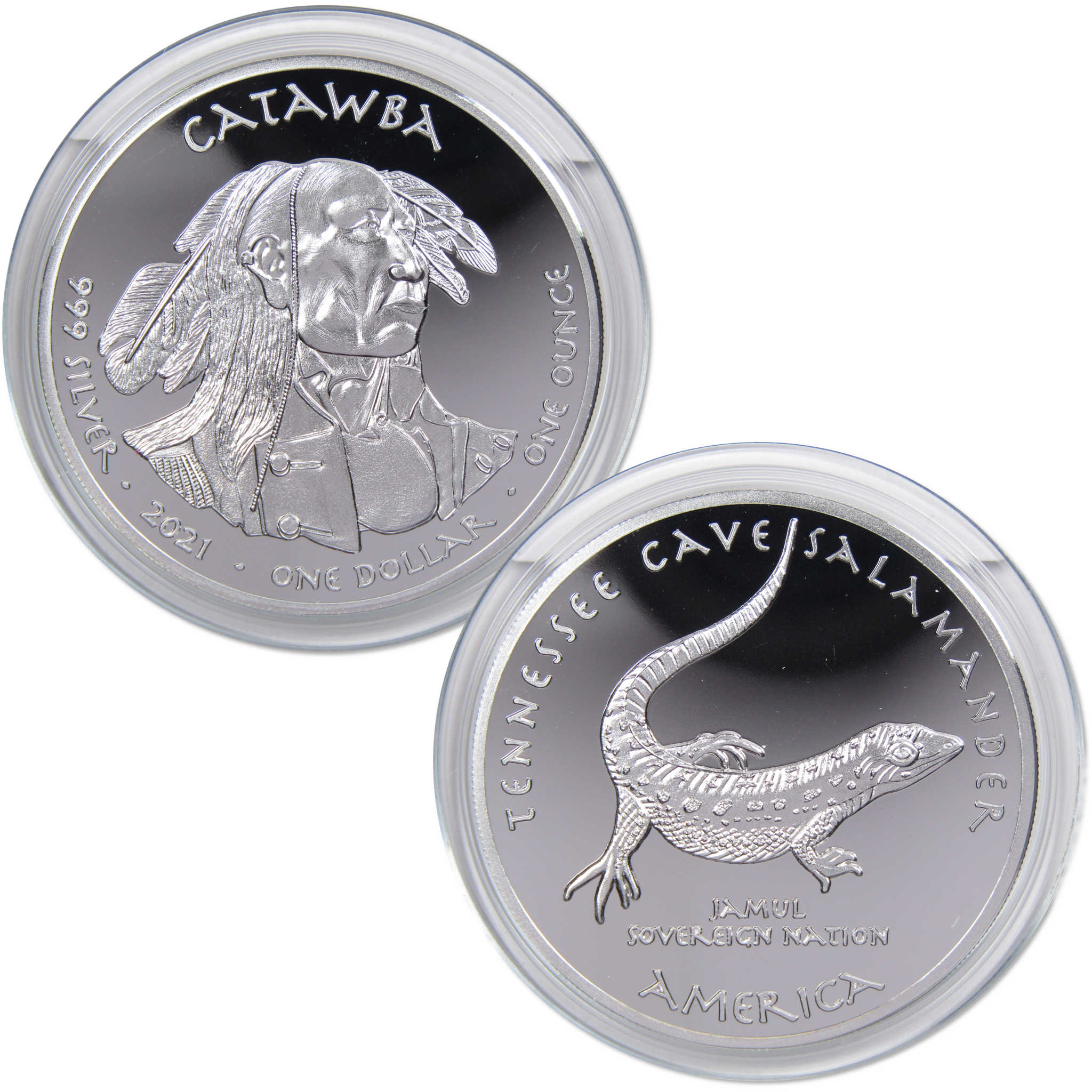 2021 Native American Jamul Catawba Tennessee Cave Salamander Silver $1 Proof
