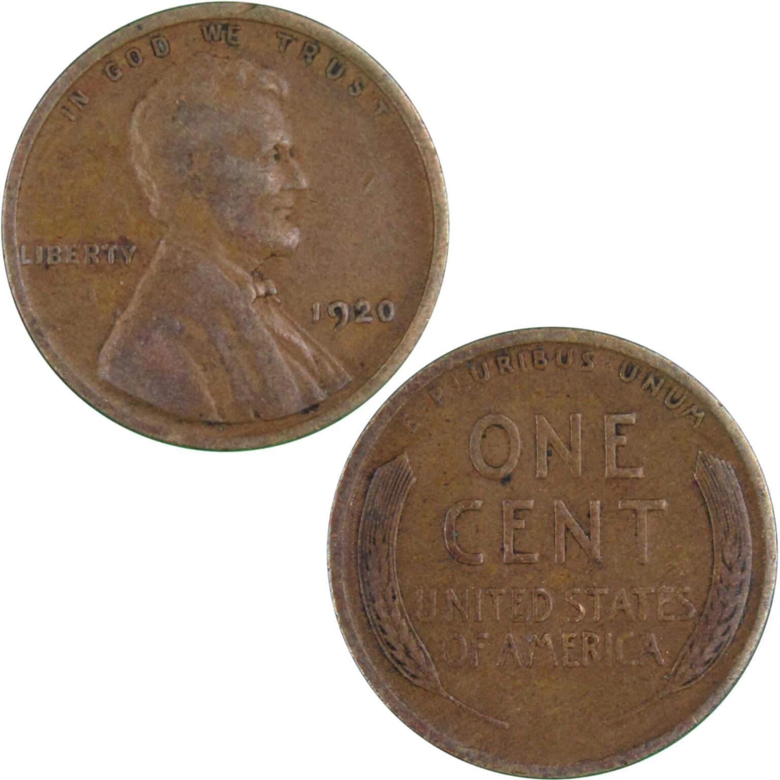 1920 Lincoln Wheat Cent VF Very Fine Bronze Penny 1c Coin Collectible