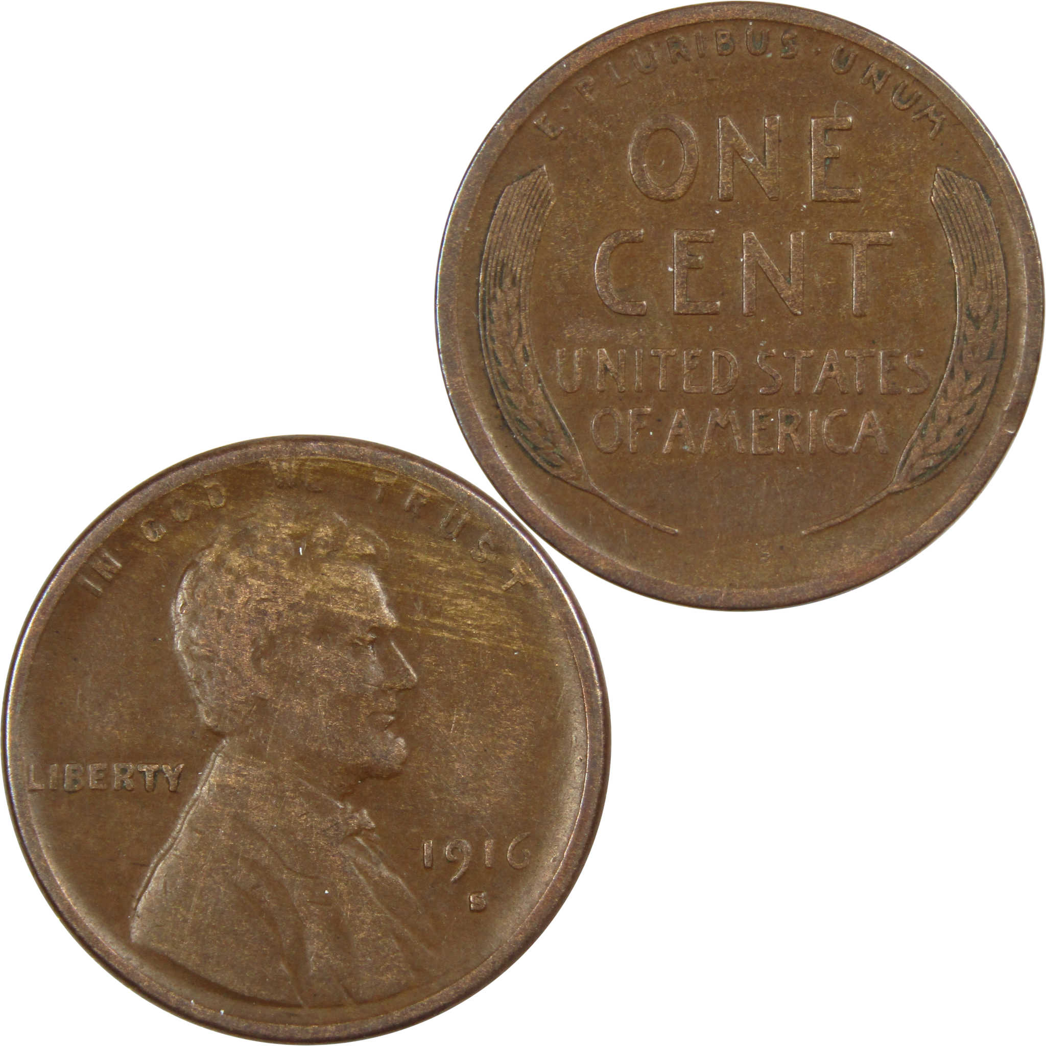 1916 S Lincoln Wheat Cent VF Very Fine Penny 1c US Coin SKU:IPC7729