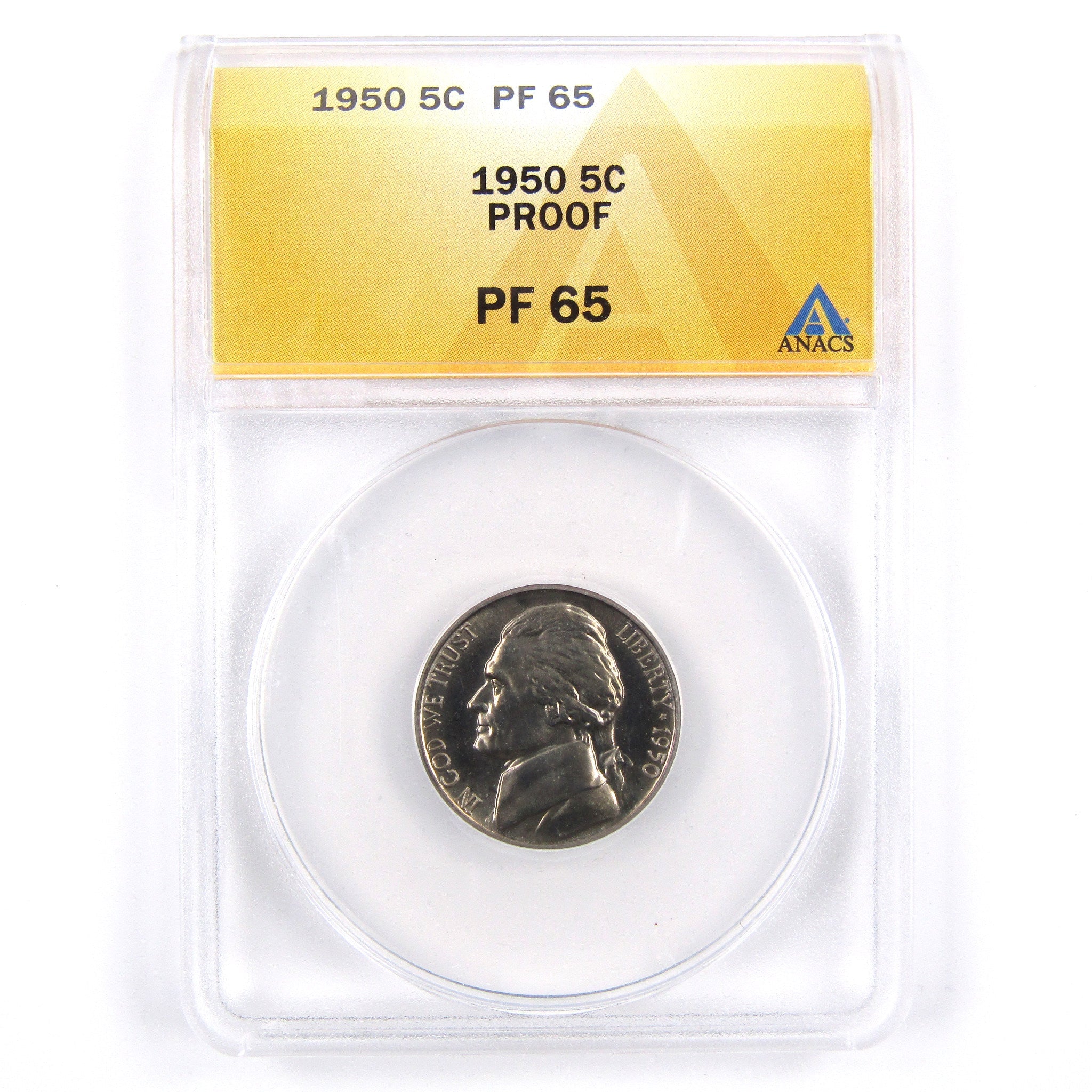 1950 Jefferson Nickel 5 Cent Piece PF 65 ANACS 5c Proof SKU:CPC2279