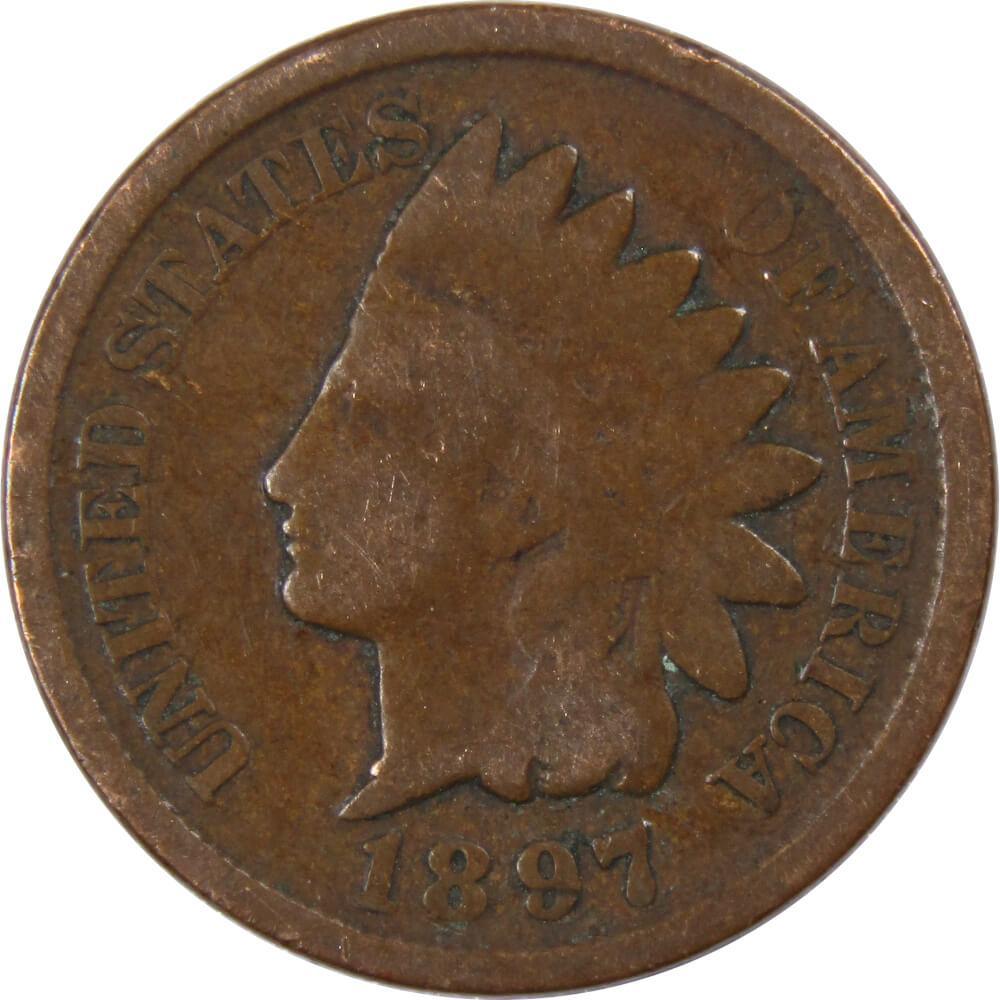 1897 Indian Head Cent Bronze Penny 1c Coin Collectible