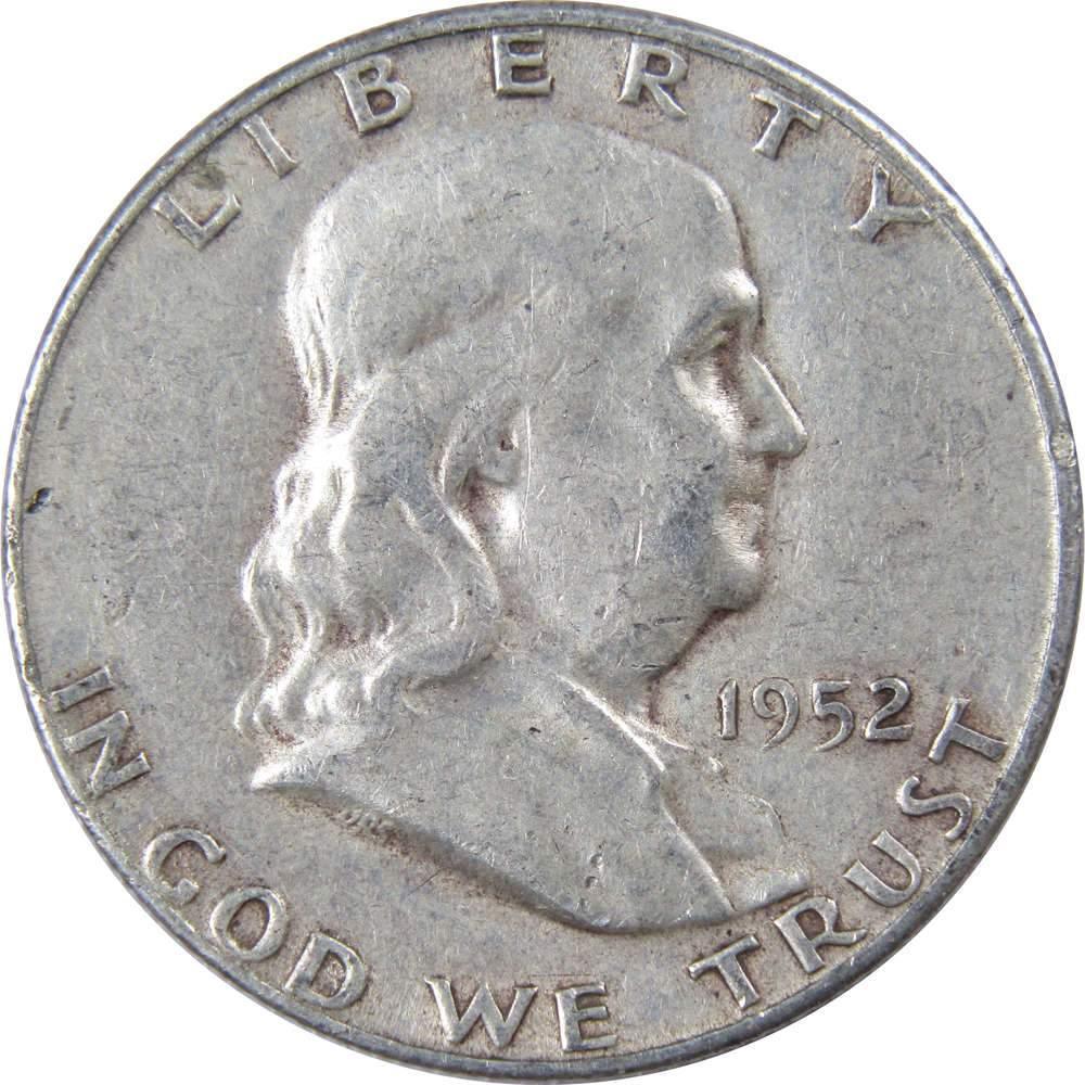1952 S Franklin Half Dollar F Fine 90% Silver 50c US Coin Collectible