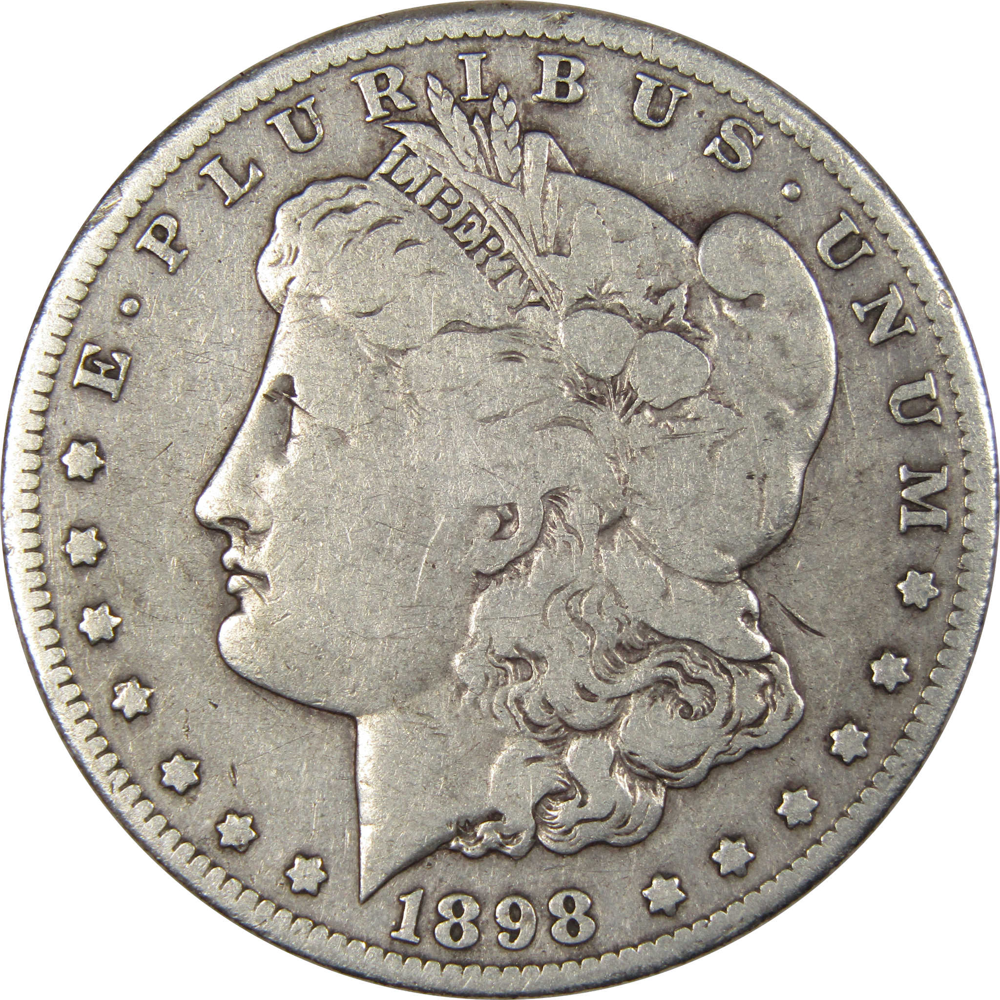 1898 S Morgan Dollar VG Very Good 90% Silver US Coin SKU:IPC8316 - Morgan coin - Morgan silver dollar - Morgan silver dollar for sale - Profile Coins &amp; Collectibles