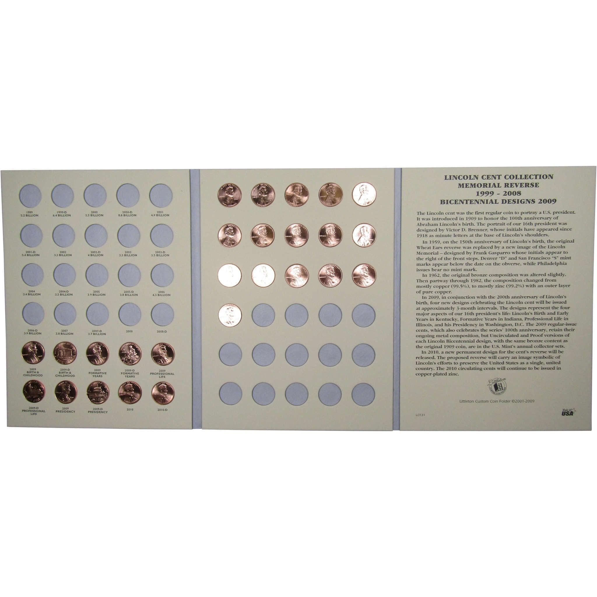 2009-2018 Lincoln Cent 26 Coin Set BU Uncirculated Penny 1c with Folder