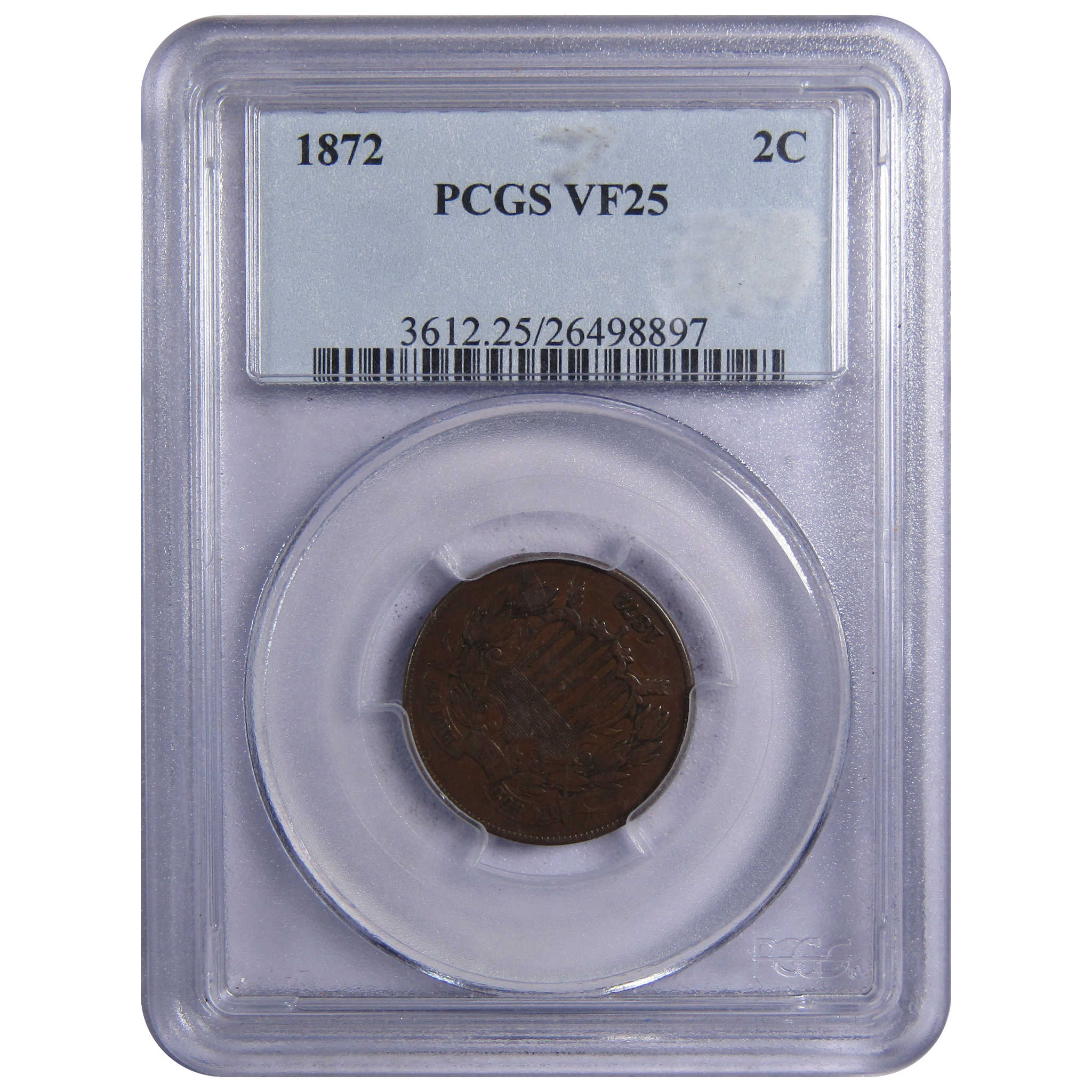 1872 Two Cent Piece VF 25 PCGS 2c US Type Coin Collectible SKU:IPC8776