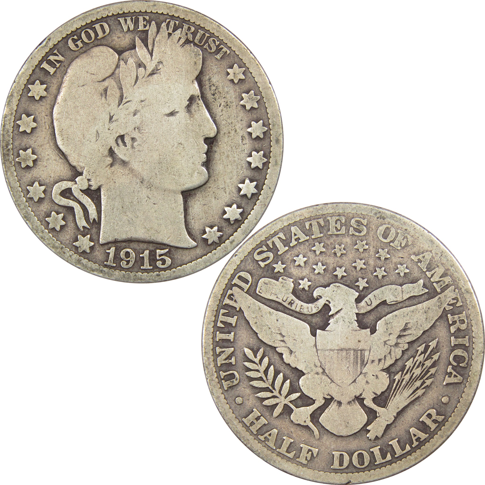 1915 Barber Half Dollar VG Very Good 90% Silver 50c SKU:IPC7736