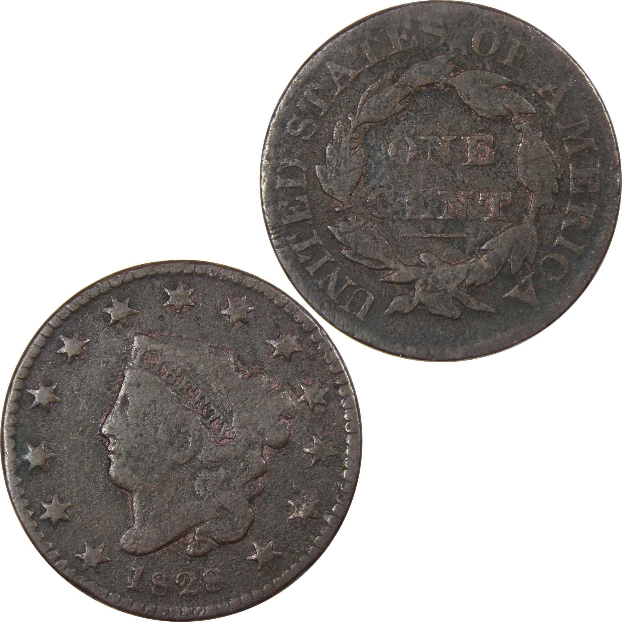 1828 Sm Wide Date Coronet Head Large Cent F Details Copper SKU:IPC6039