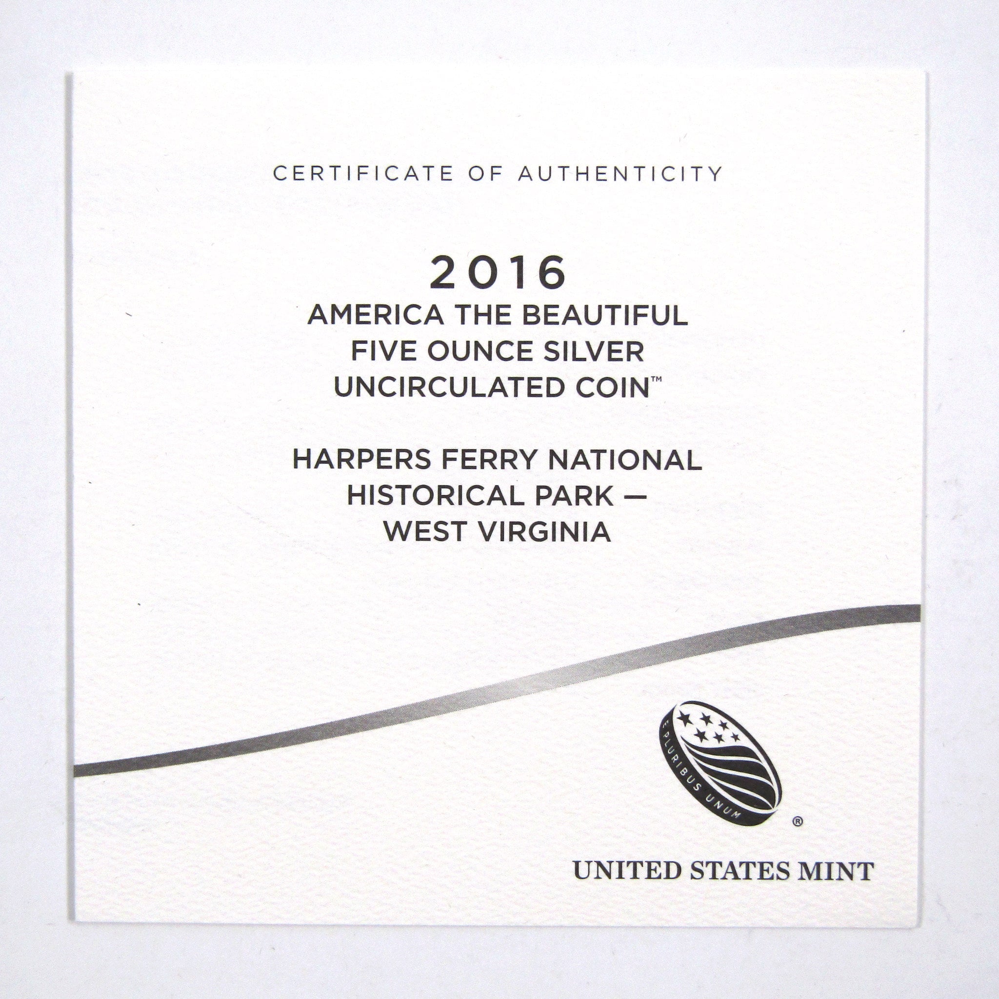 2016 P Harpers Ferry National Park 5 oz Silver OGP COA SKU:CPC2126