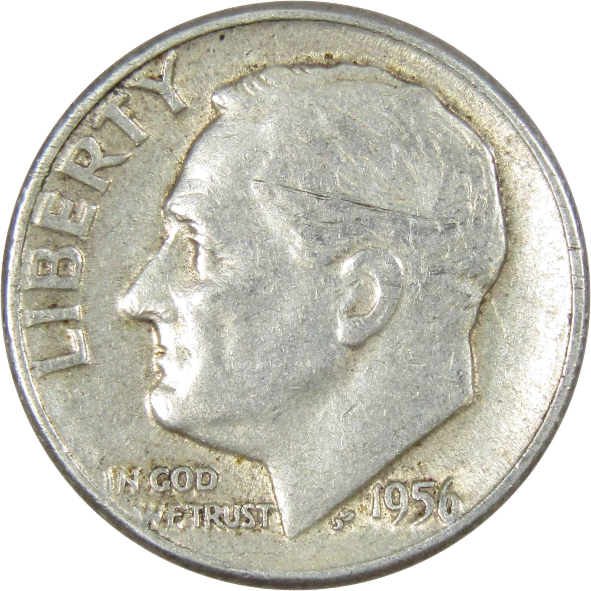 1956 Roosevelt Dime AG About Good 90% Silver 10c US Coin Collectible