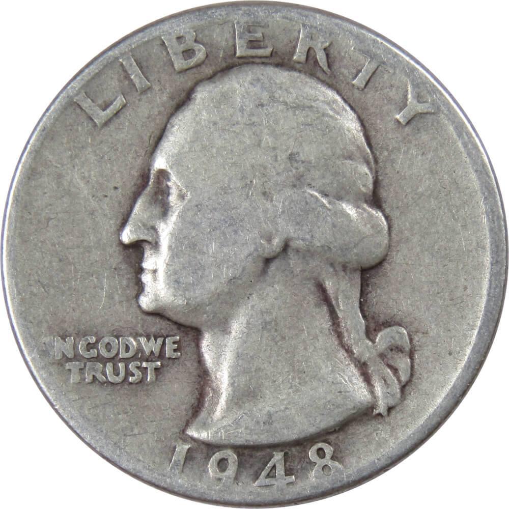 1948 Washington Quarter G Good 90% Silver 25c US Coin Collectible