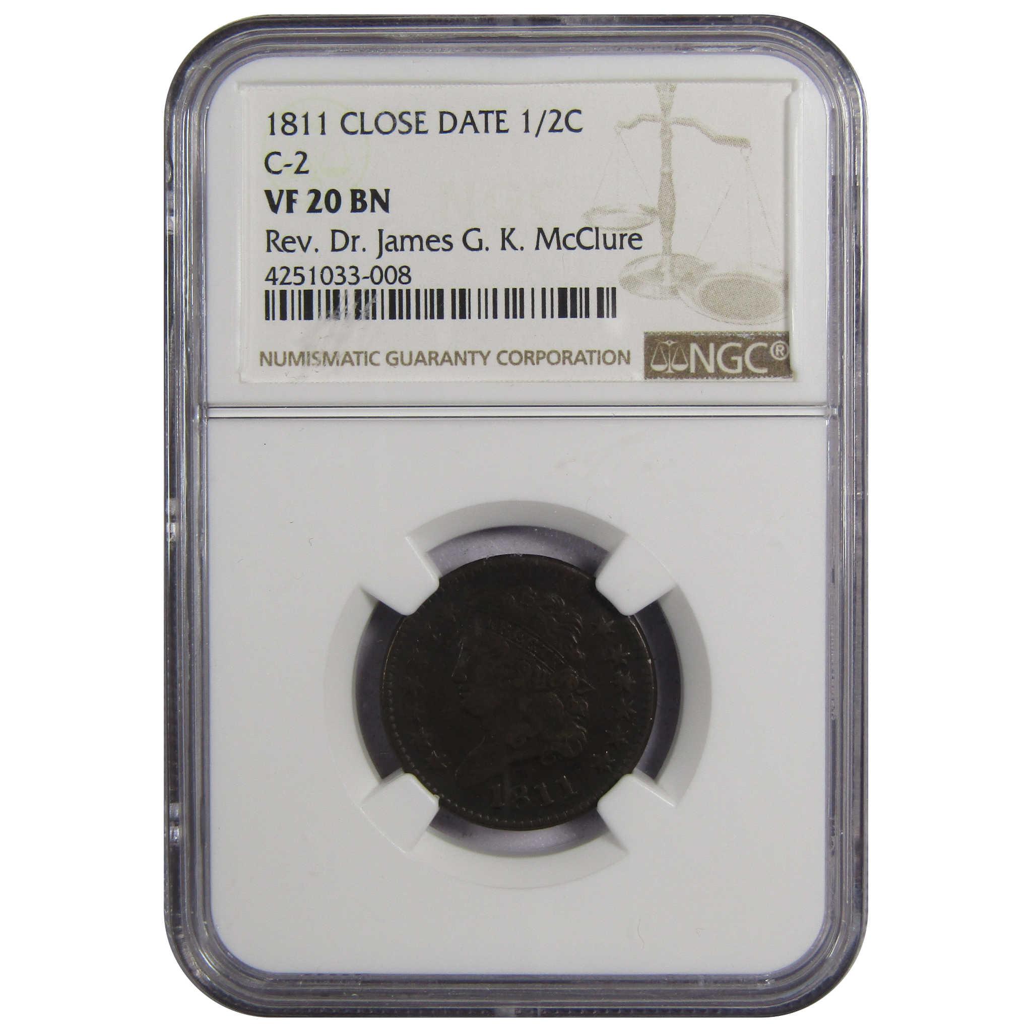 1811 Close Date Classic Head Half Cent VF 20 BN NGC Copper SKU:IPC7194
