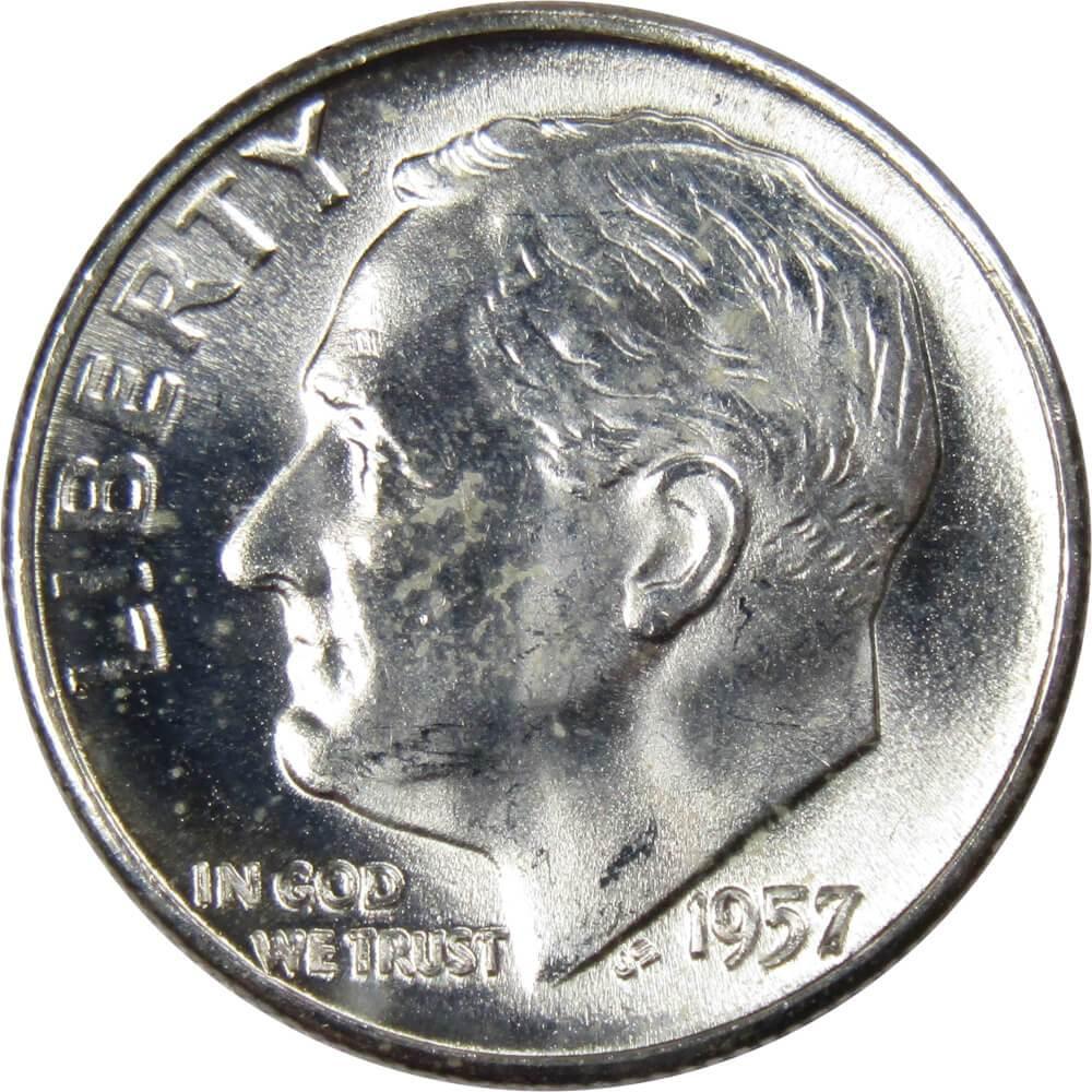 1957 Roosevelt Dime BU Uncirculated Mint State 90% Silver 10c US Coin