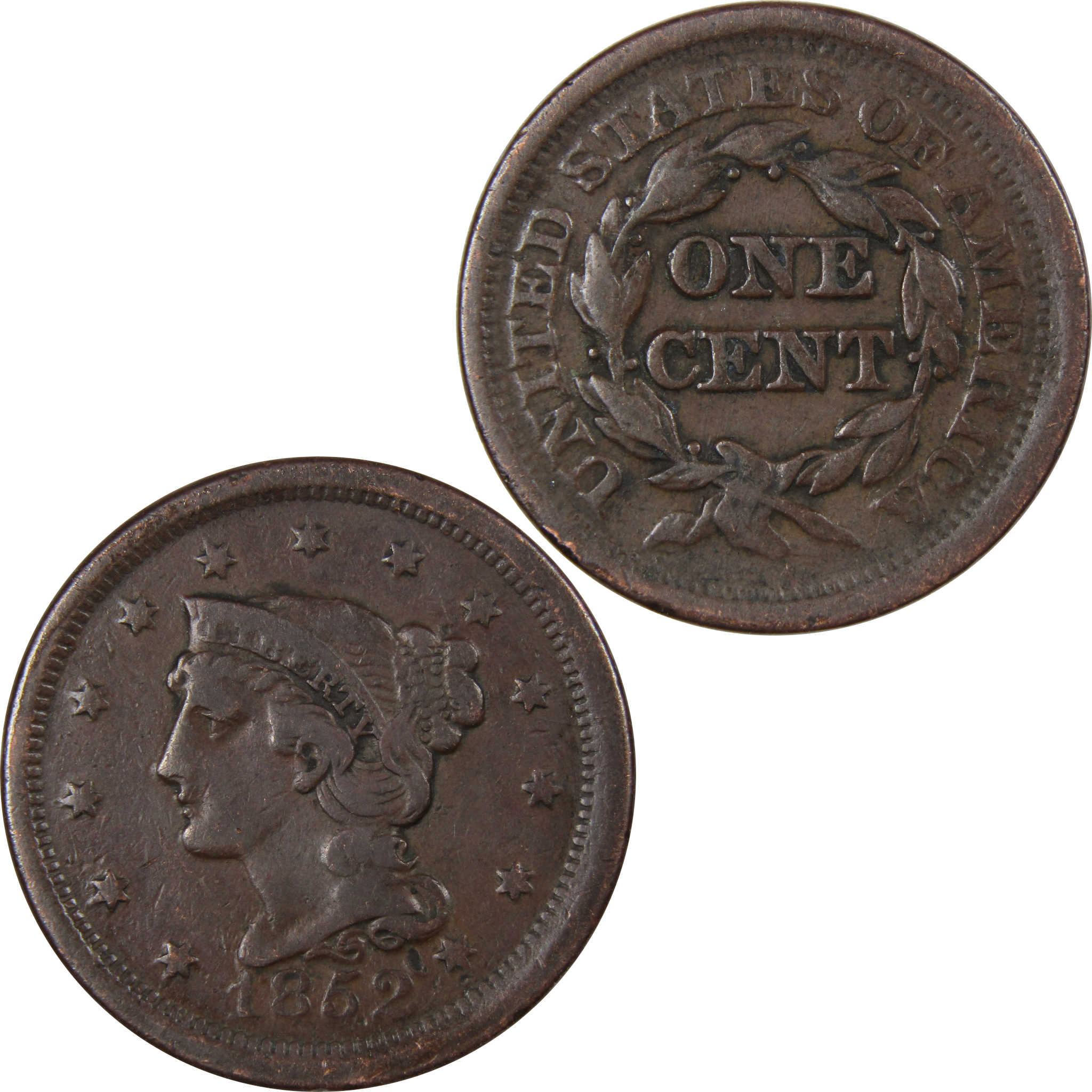 1852 Braided Hair Large Cent VG Very Good Copper Penny 1c SKU:IPC9075