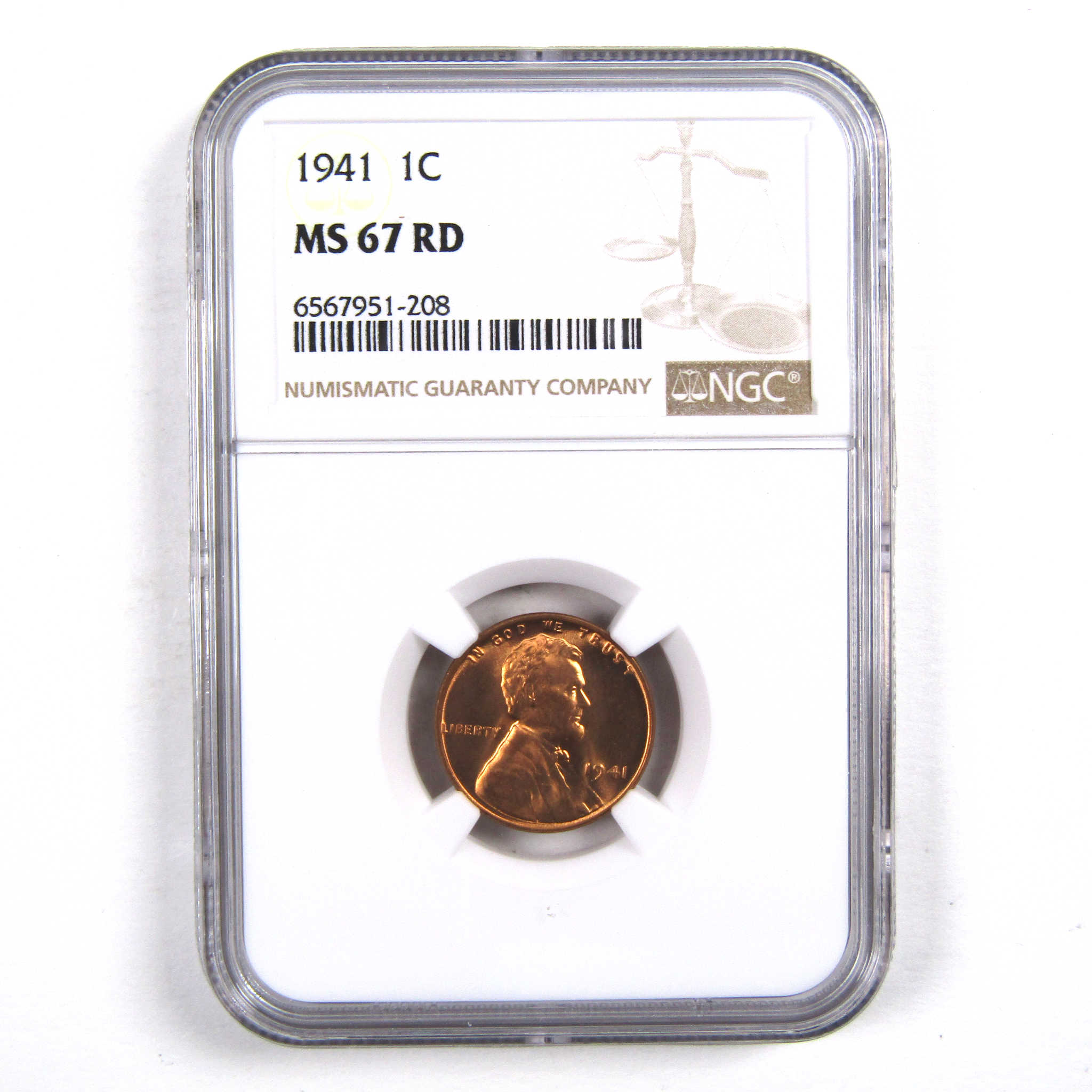 1941 Lincoln Wheat Cent MS 67 RD NGC Penny Uncirculated Coin SKU:I3170
