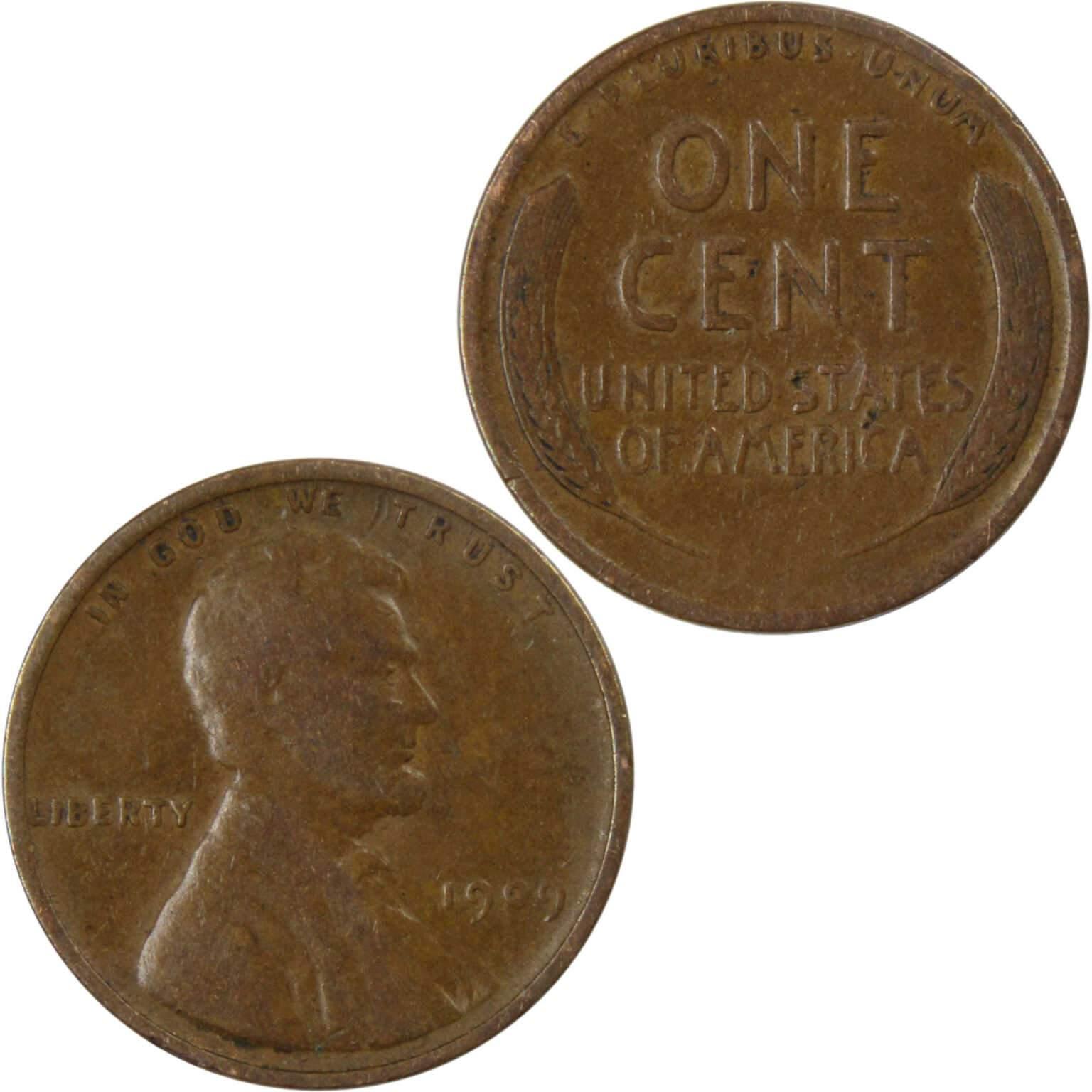 1909 Lincoln Wheat Cent F Fine Bronze Penny 1c Coin Collectible