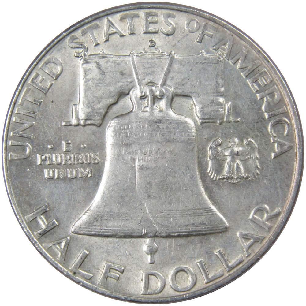 1957 D Franklin Half Dollar AU About Uncirculated 90% Silver 50c US Coin