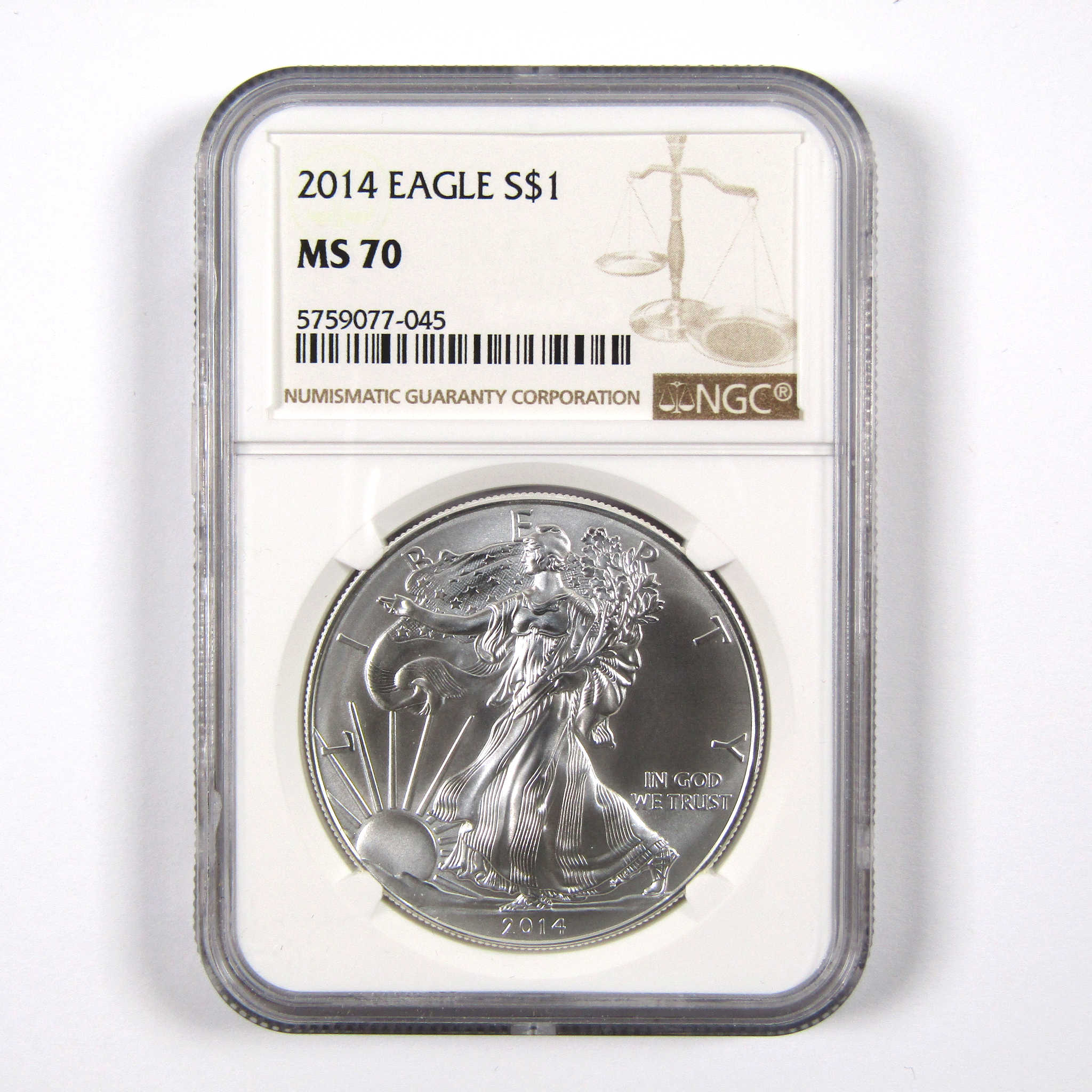 2014 American Eagle Dollar MS 70 NGC 1 oz .999 Silver Unc SKU:CPC2935