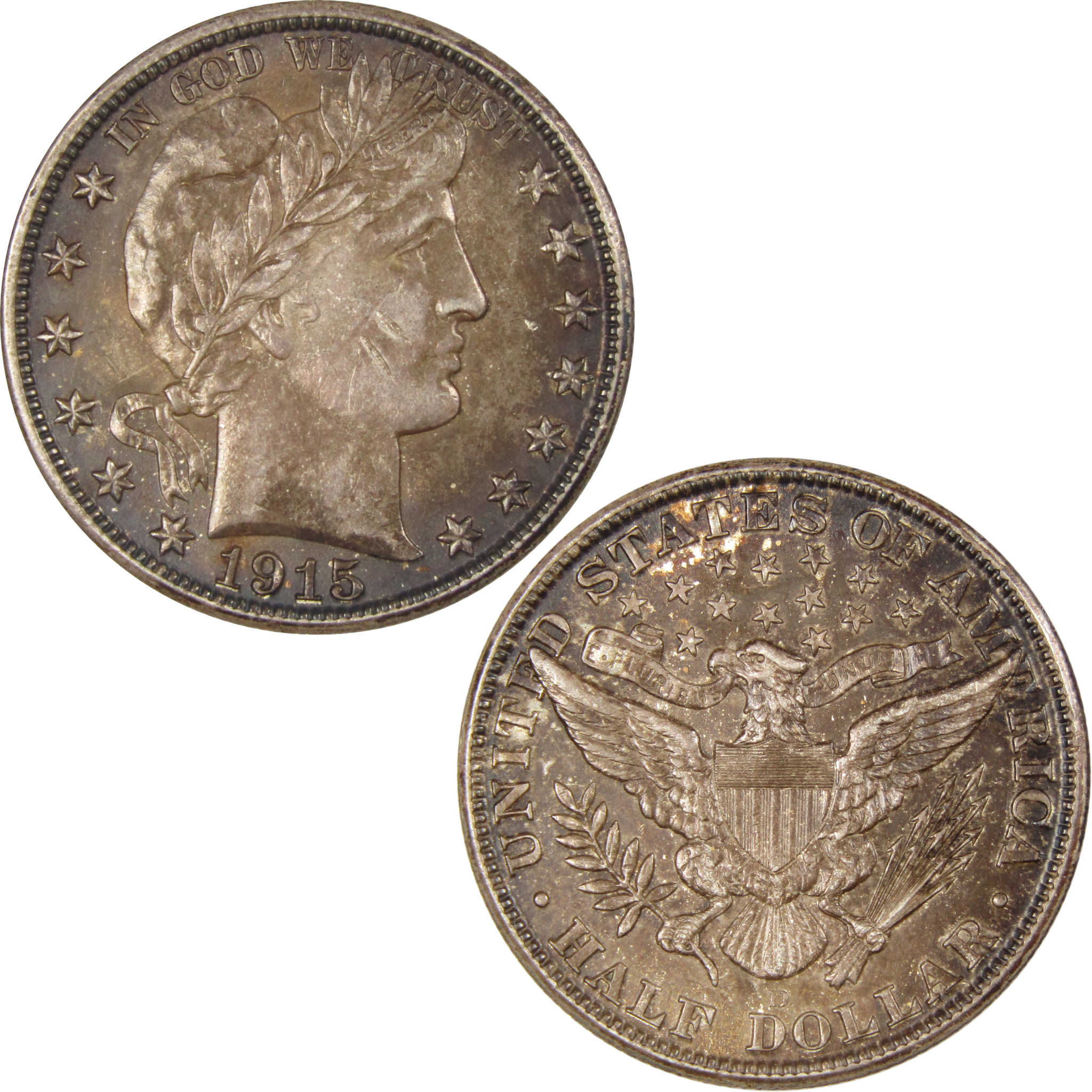 1915 D Barber Half Dollar AU About Uncirculated Silver 50c SKU:IPC6972