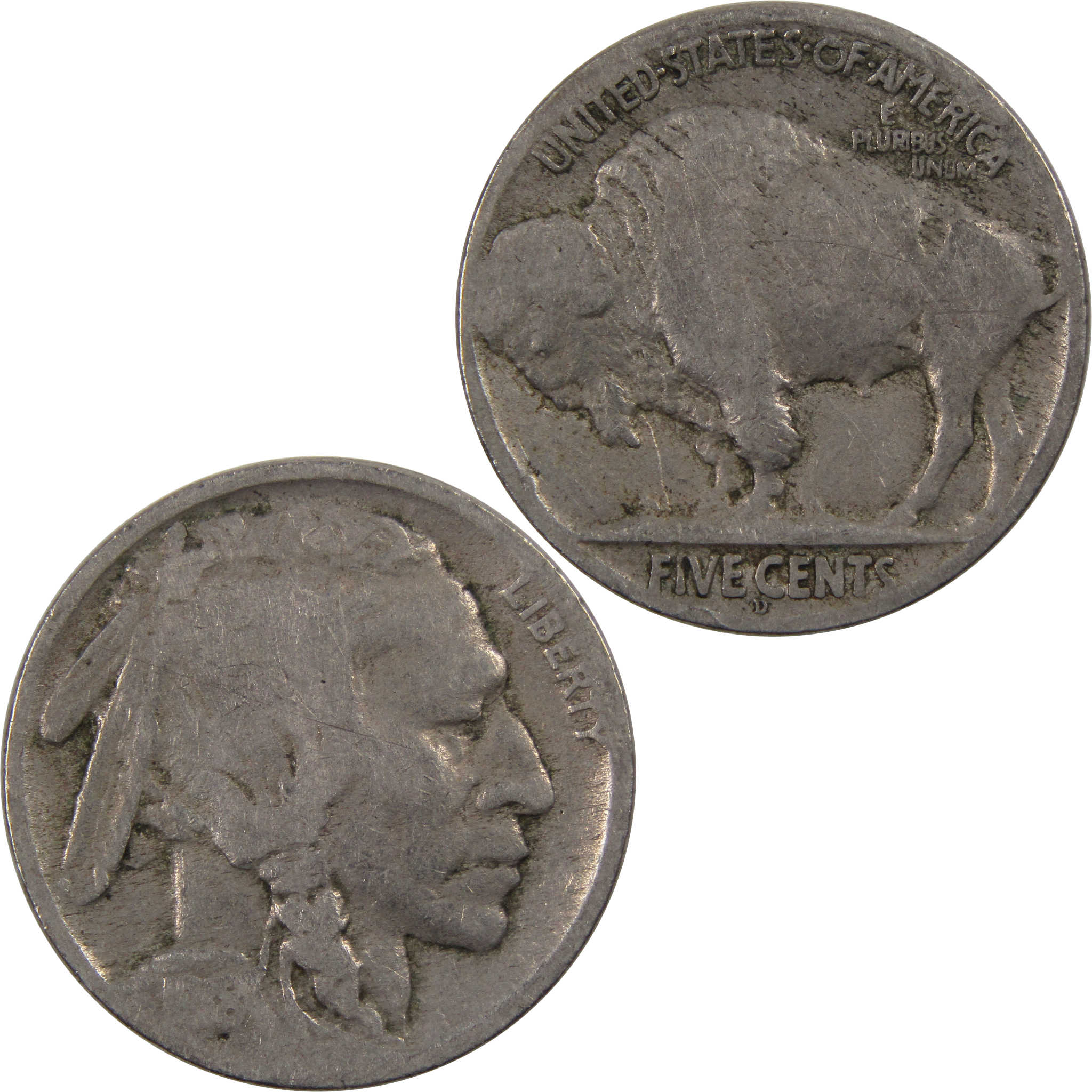 1918 D Indian Head Buffalo Nickel 5 Cent Piece AG About Good SKU:I3293