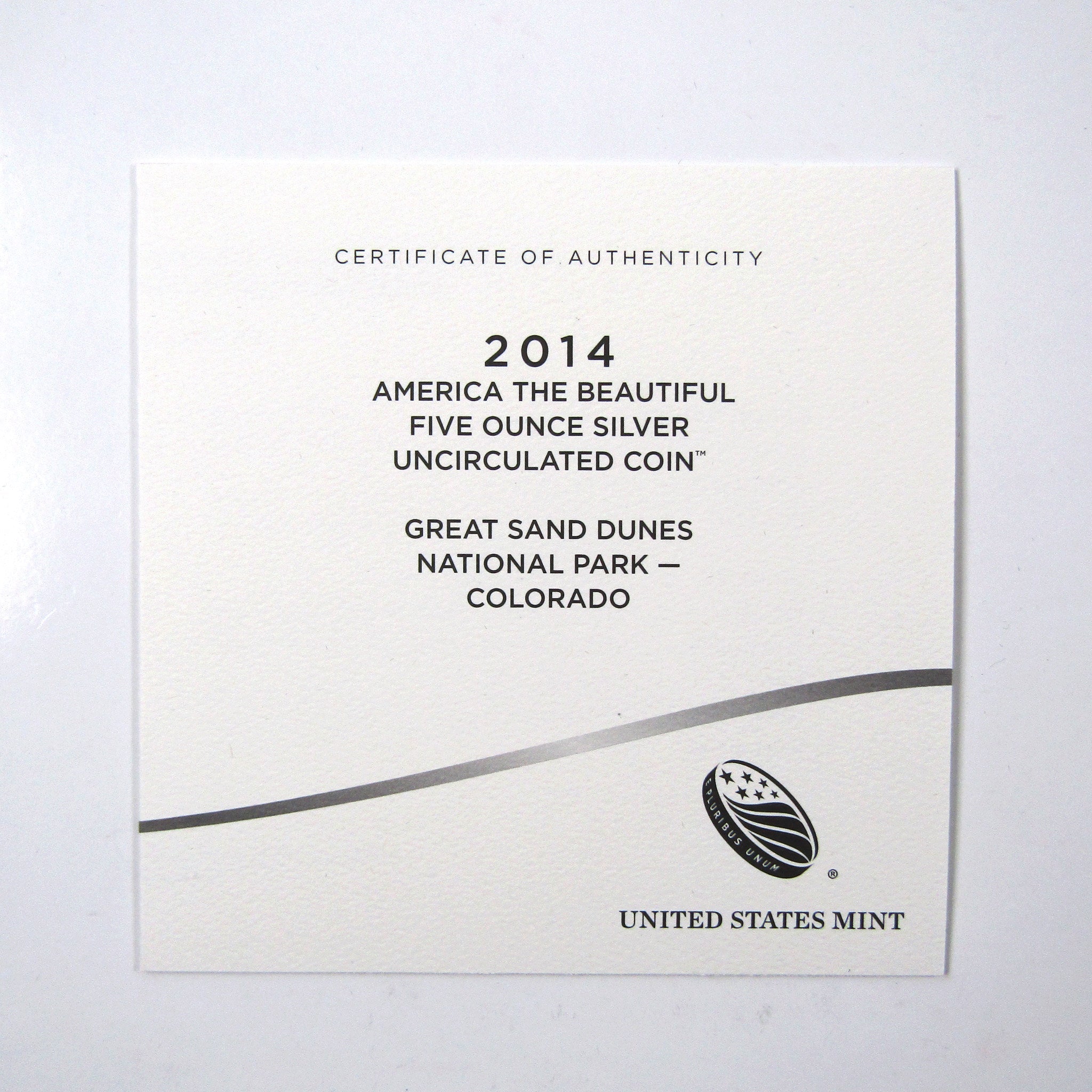 2014 P Great Sand Dunes National Park 5 oz Silver OGP COA SKU:CPC2111