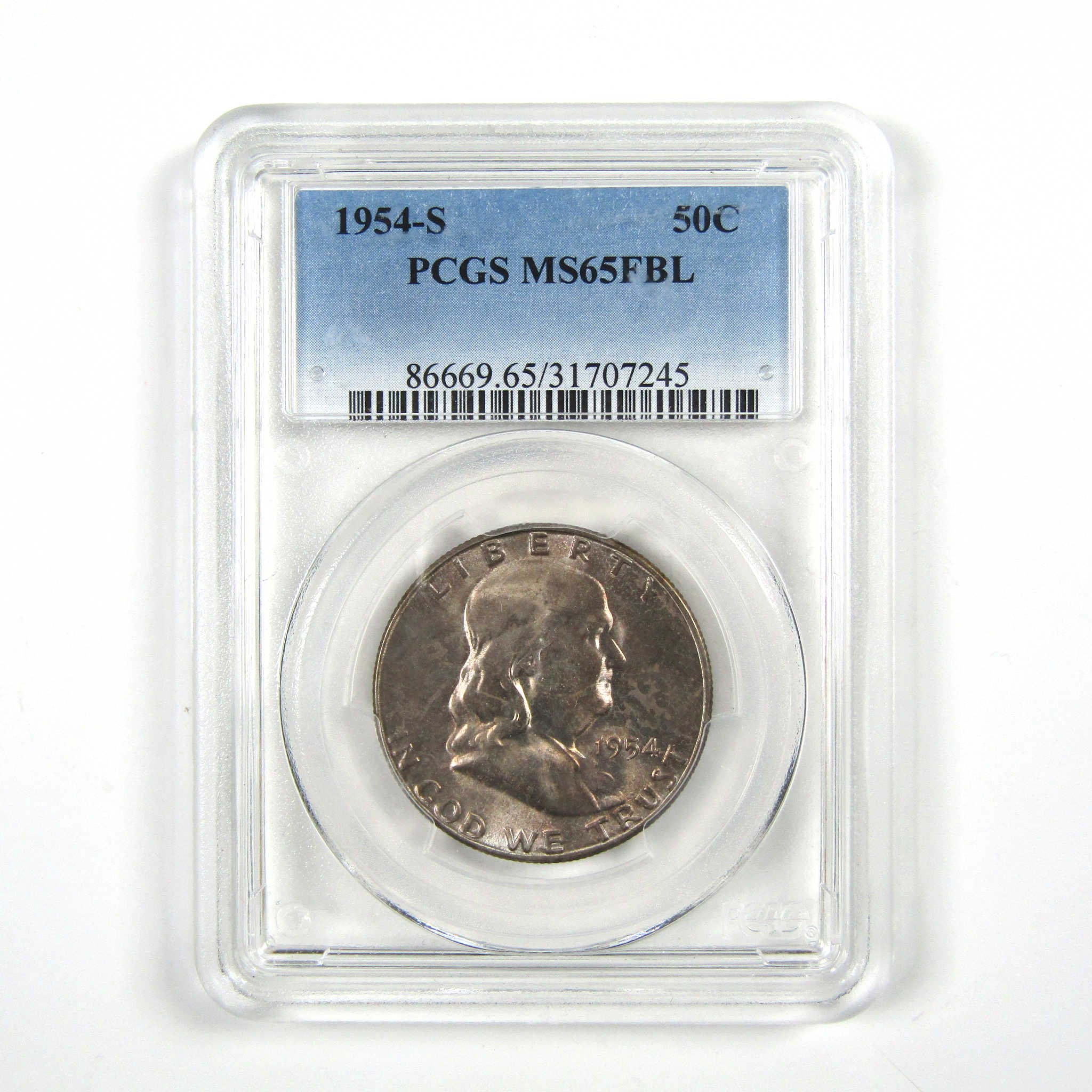 1954 S Franklin Half Dollar MS 65 FBL PCGS 90% Silver Unc SKU:I5357