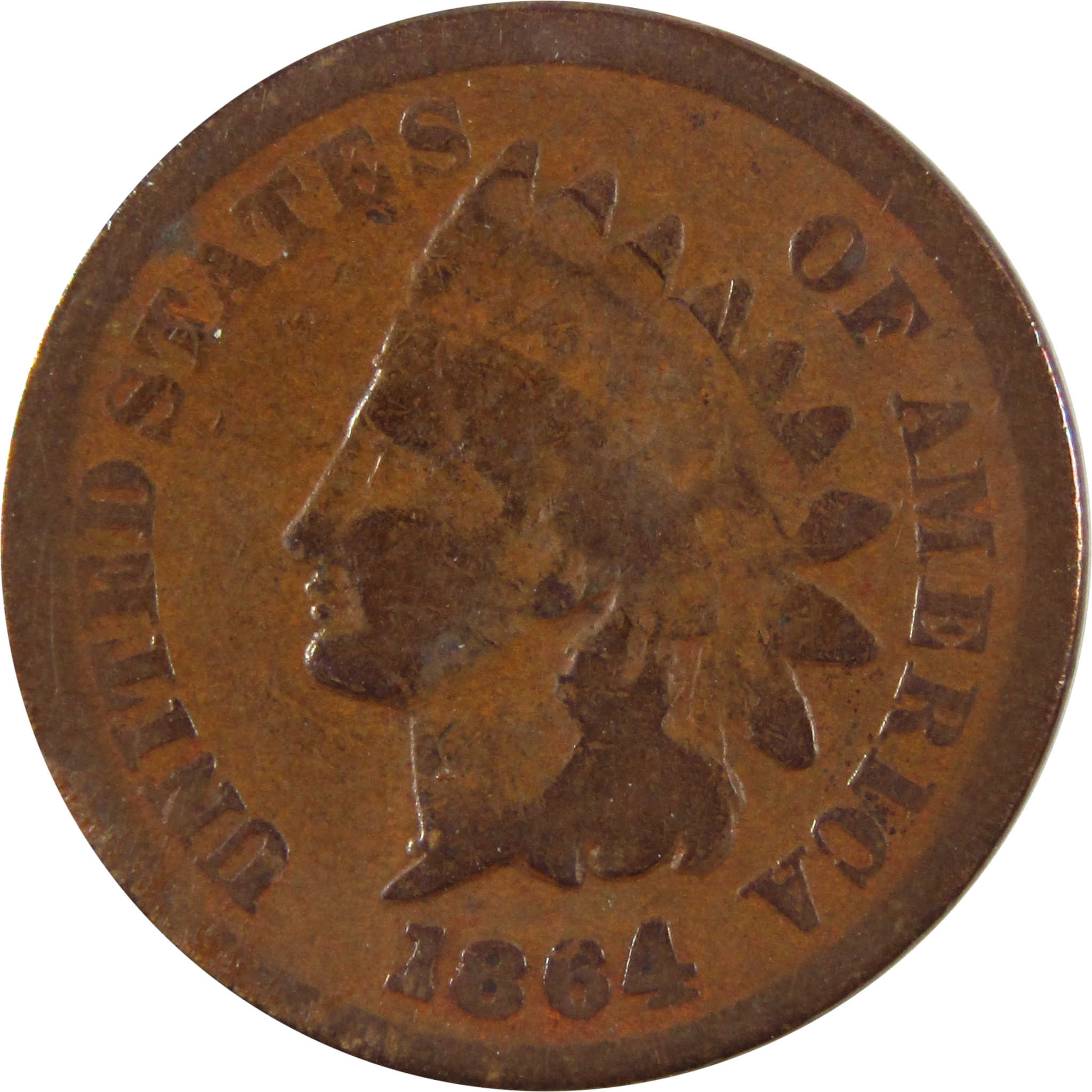 1864 L Indian Head 1C AG Details Repunched Date SKU:CPC2868
