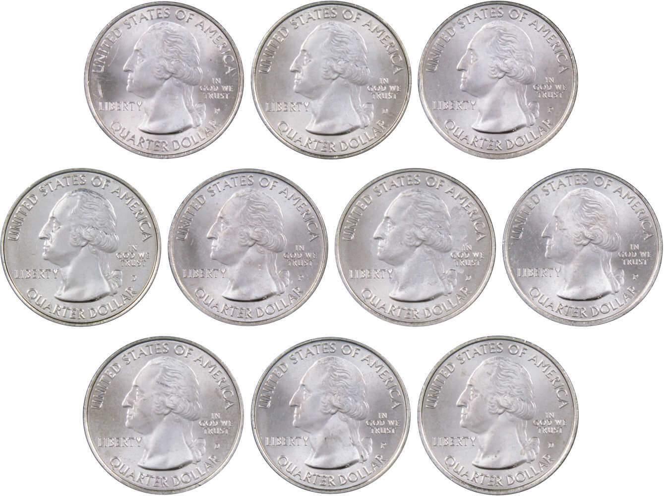 2012 P&D National Park Quarter 10 Coin Set Uncirculated Mint State 25c