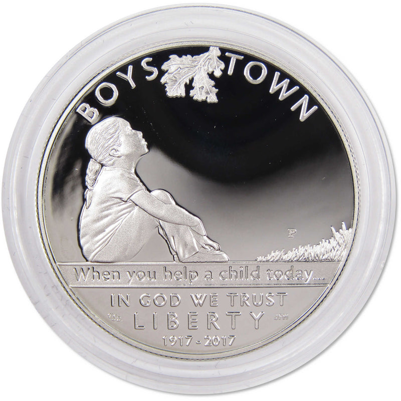 Boys Town Centennial Commemorative 2017 P 90% Silver Dollar Proof $1 Coin OGP