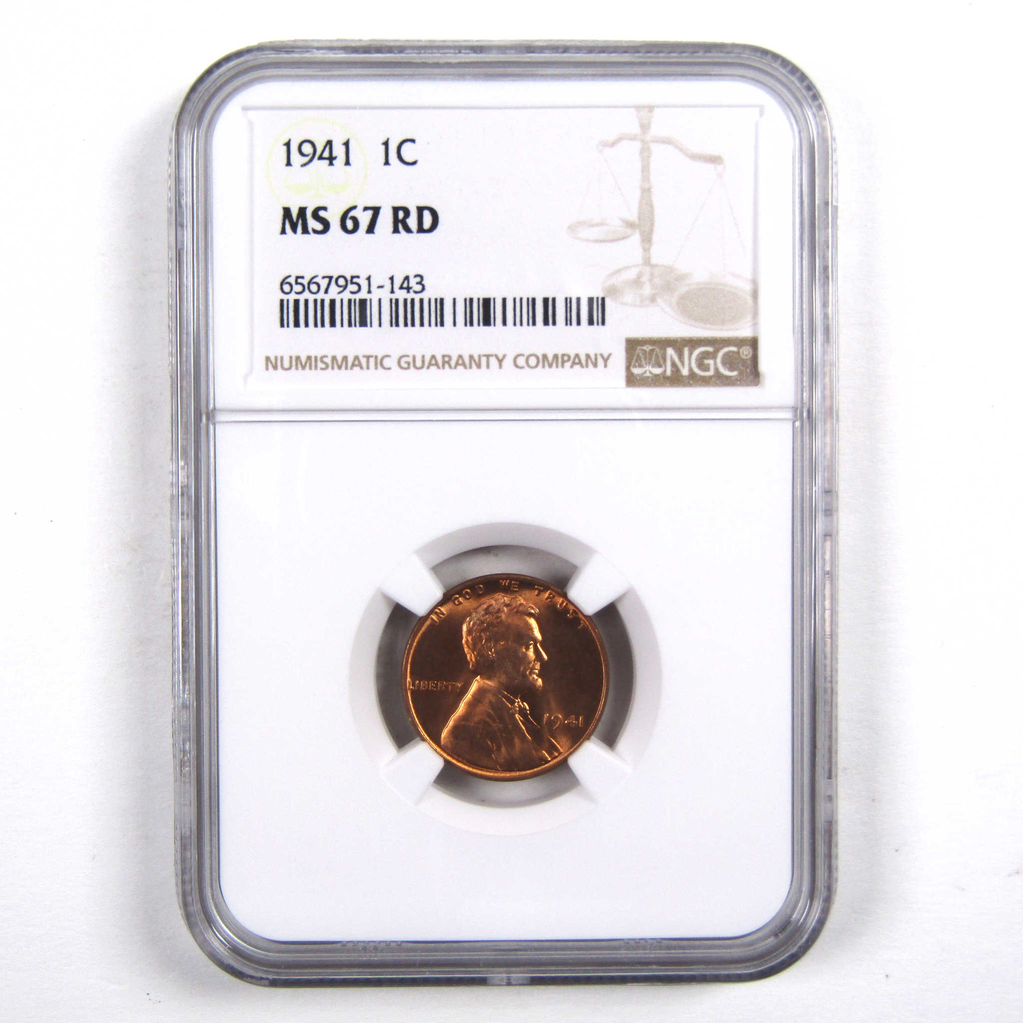 1941 Lincoln Wheat Cent MS 67 RD NGC Penny Uncirculated Coin SKU:I3175